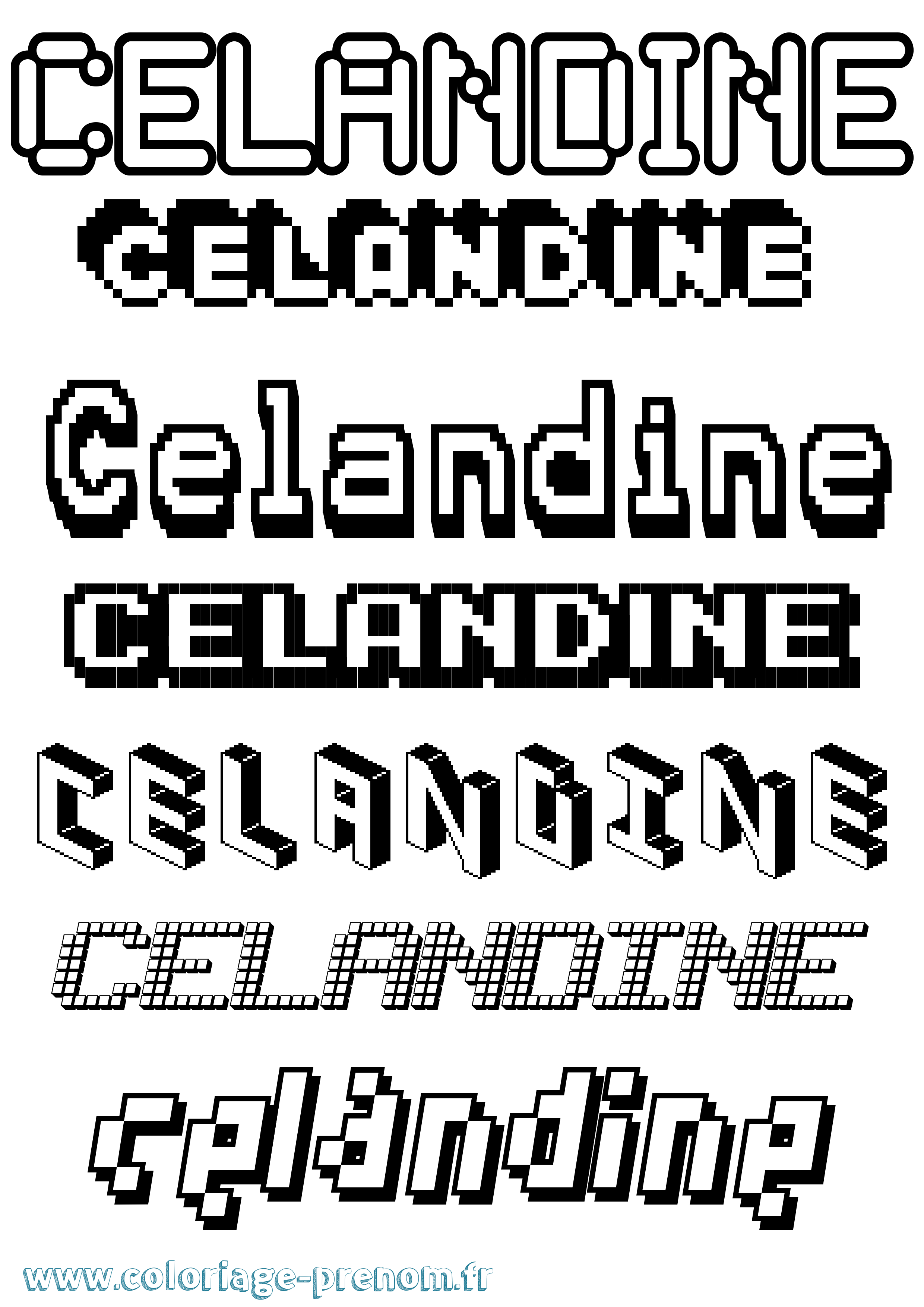 Coloriage prénom Celandine Pixel
