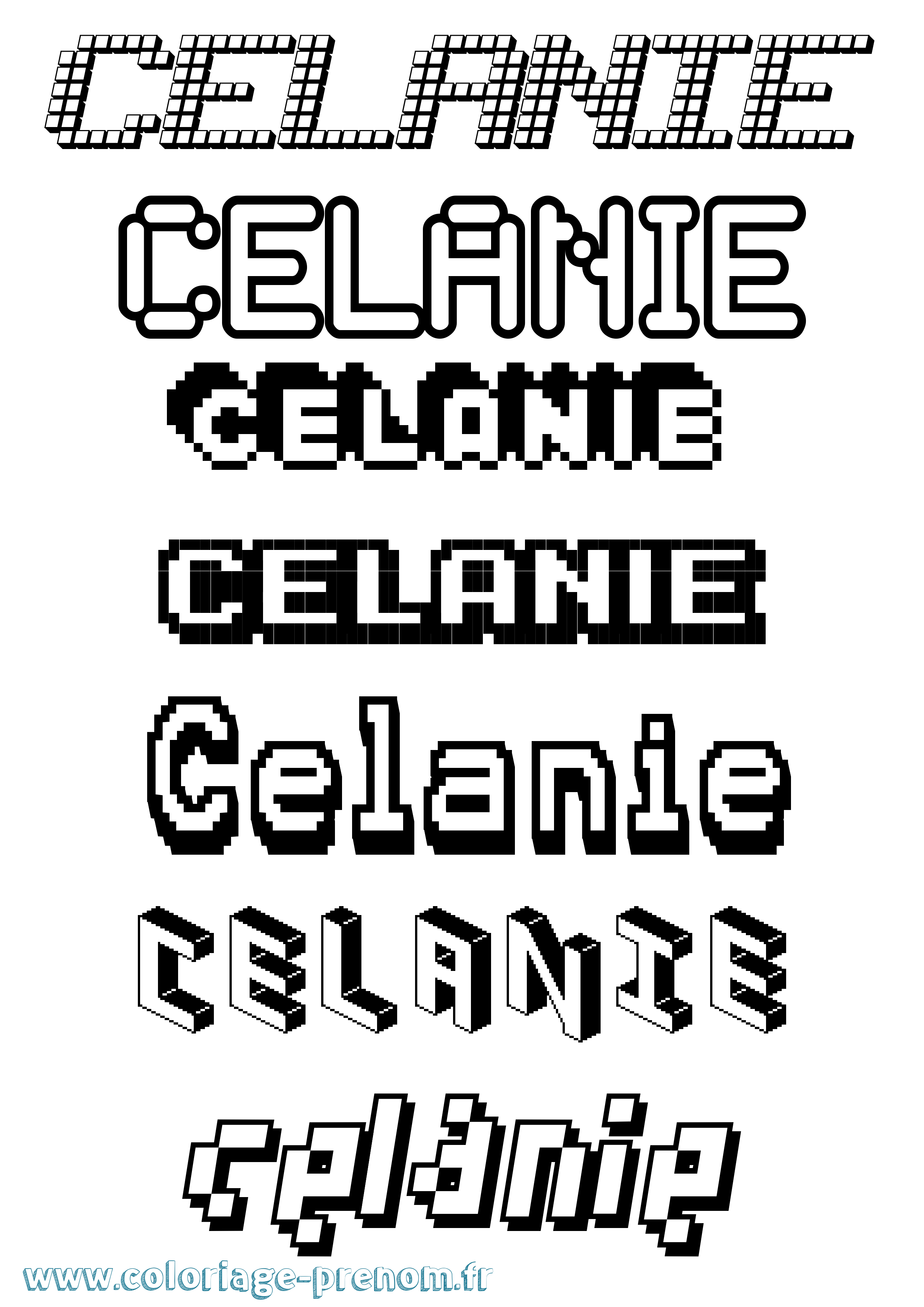 Coloriage prénom Celanie Pixel