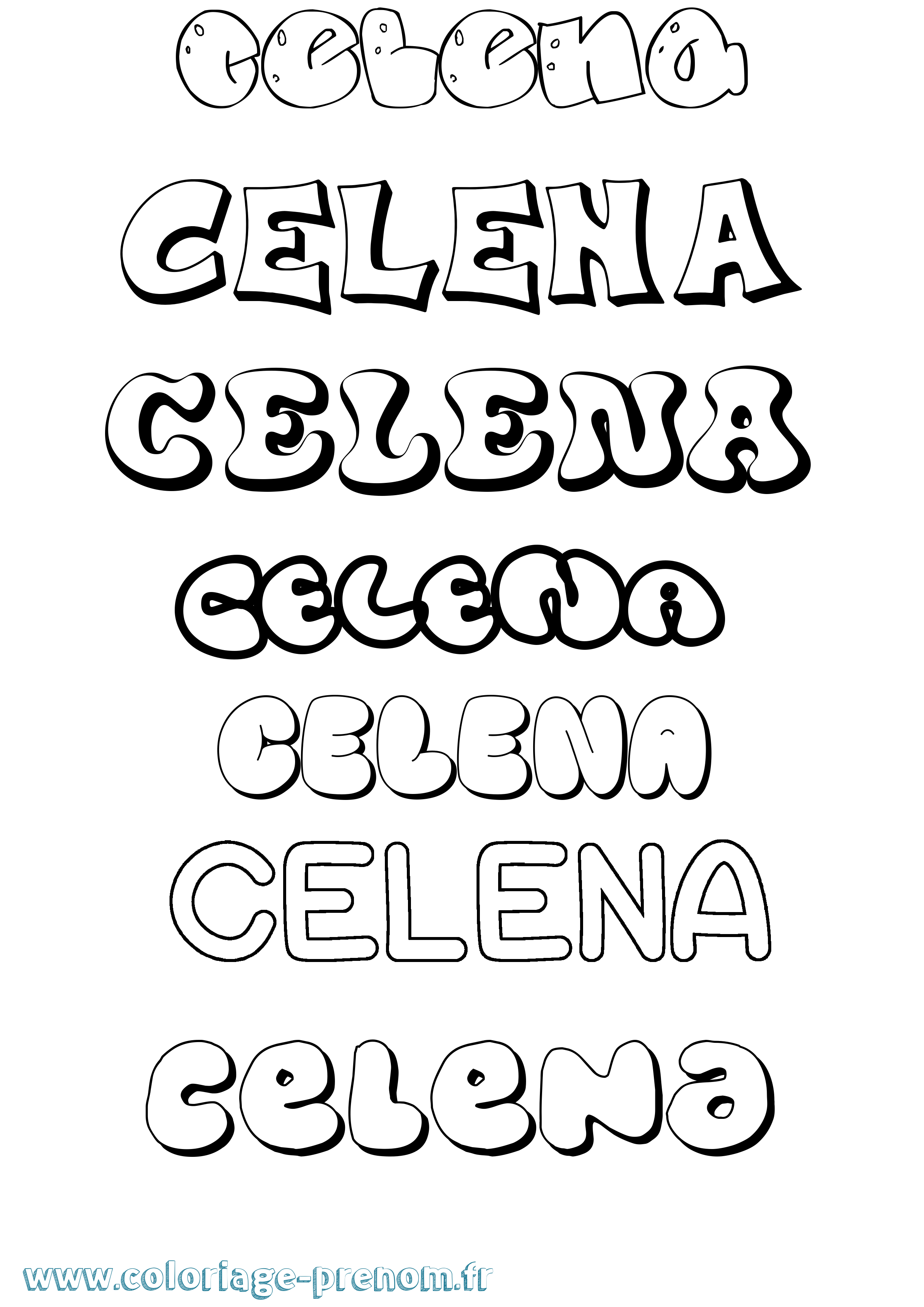 Coloriage prénom Celena Bubble