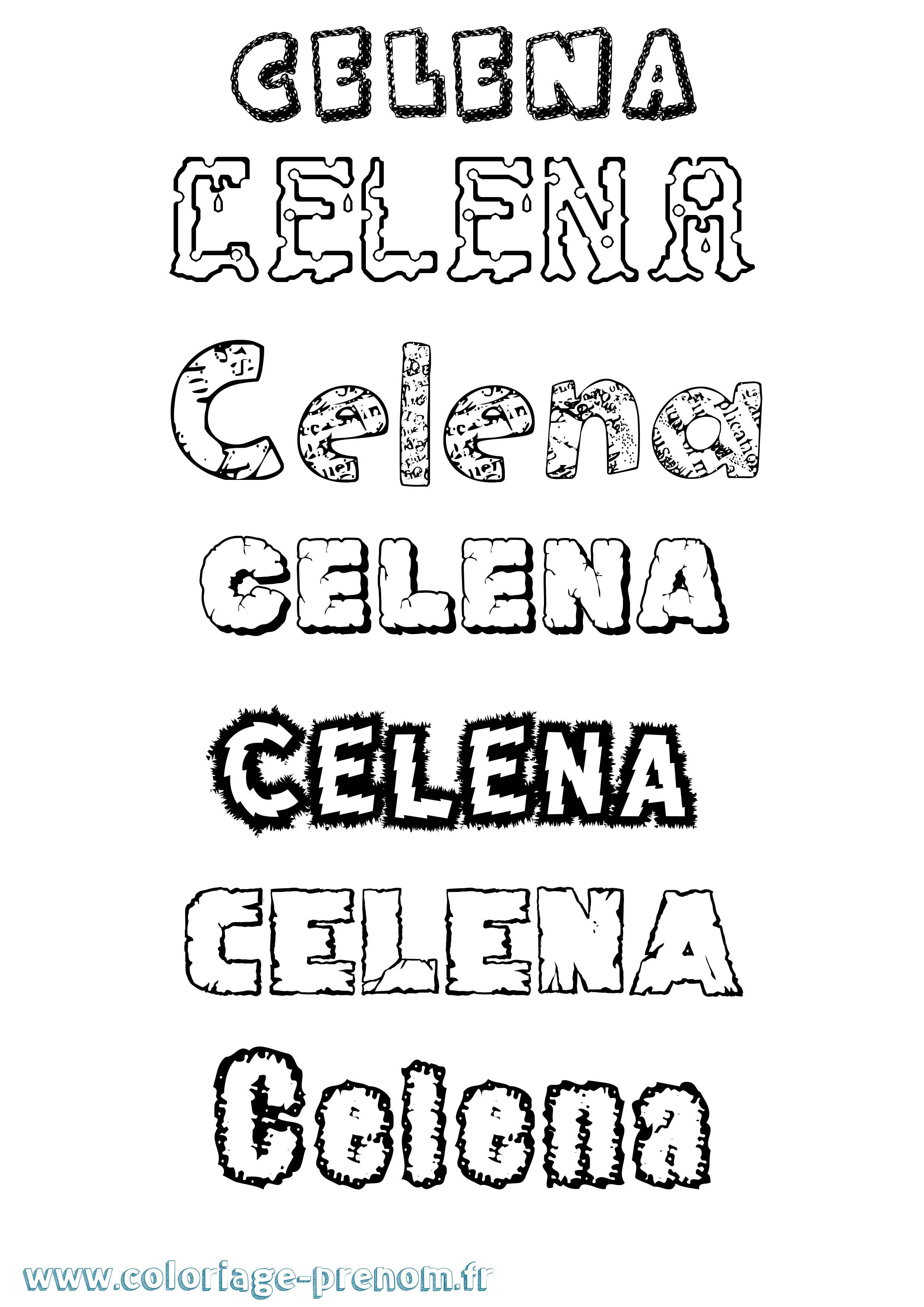 Coloriage prénom Celena Destructuré