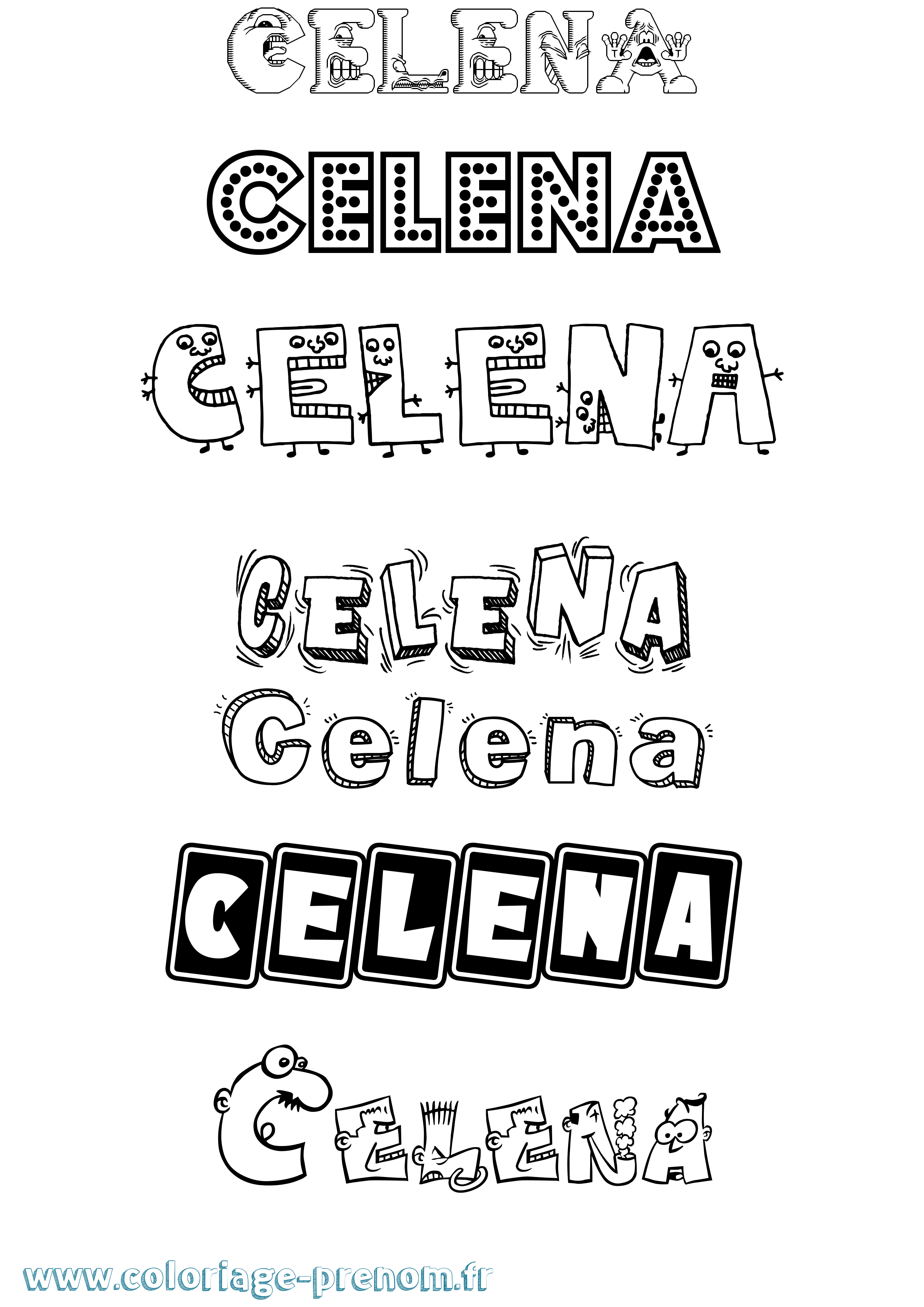 Coloriage prénom Celena Fun