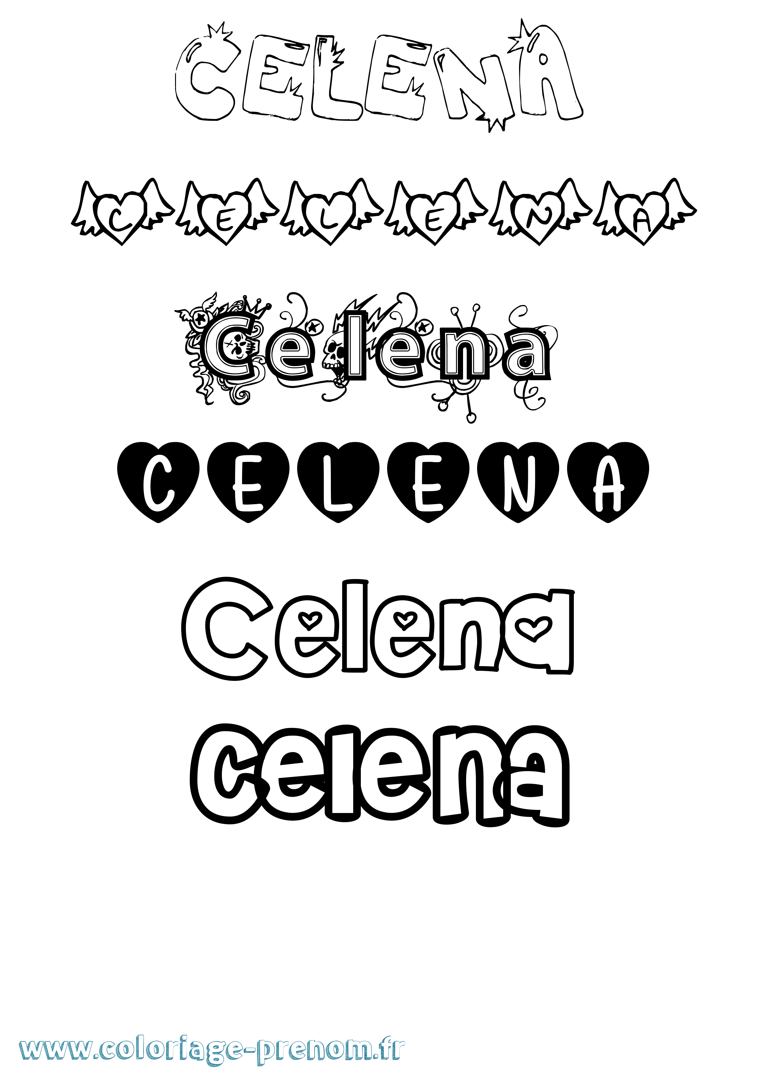 Coloriage prénom Celena Girly