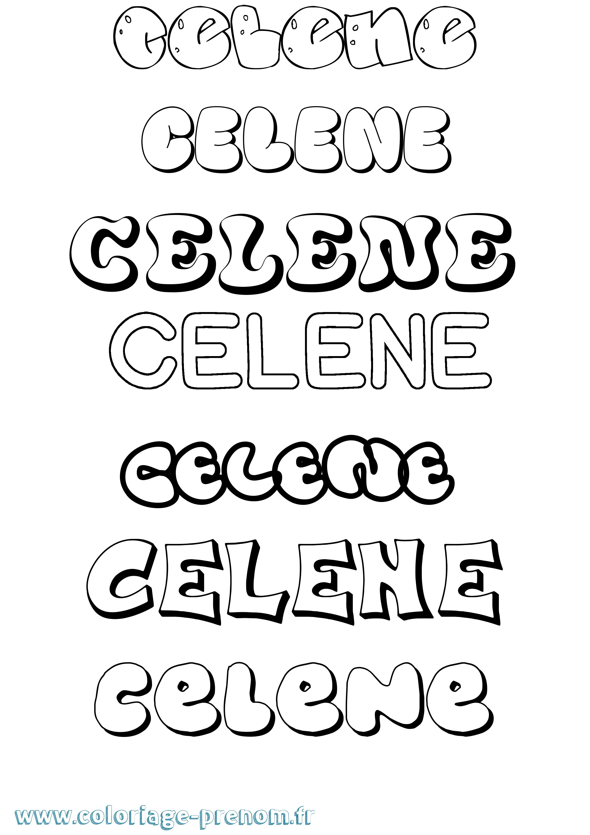 Coloriage prénom Celene Bubble