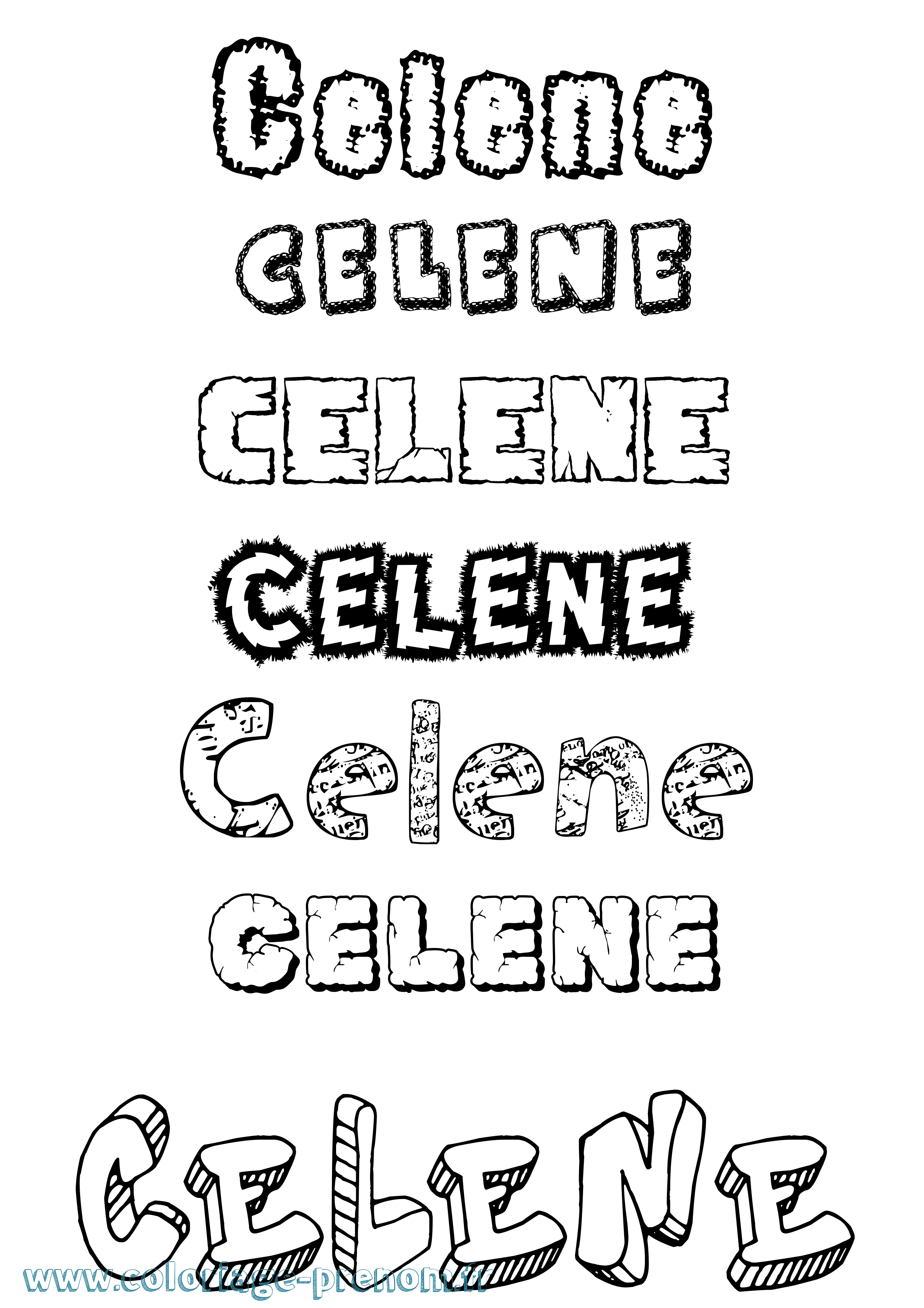 Coloriage prénom Celene Destructuré