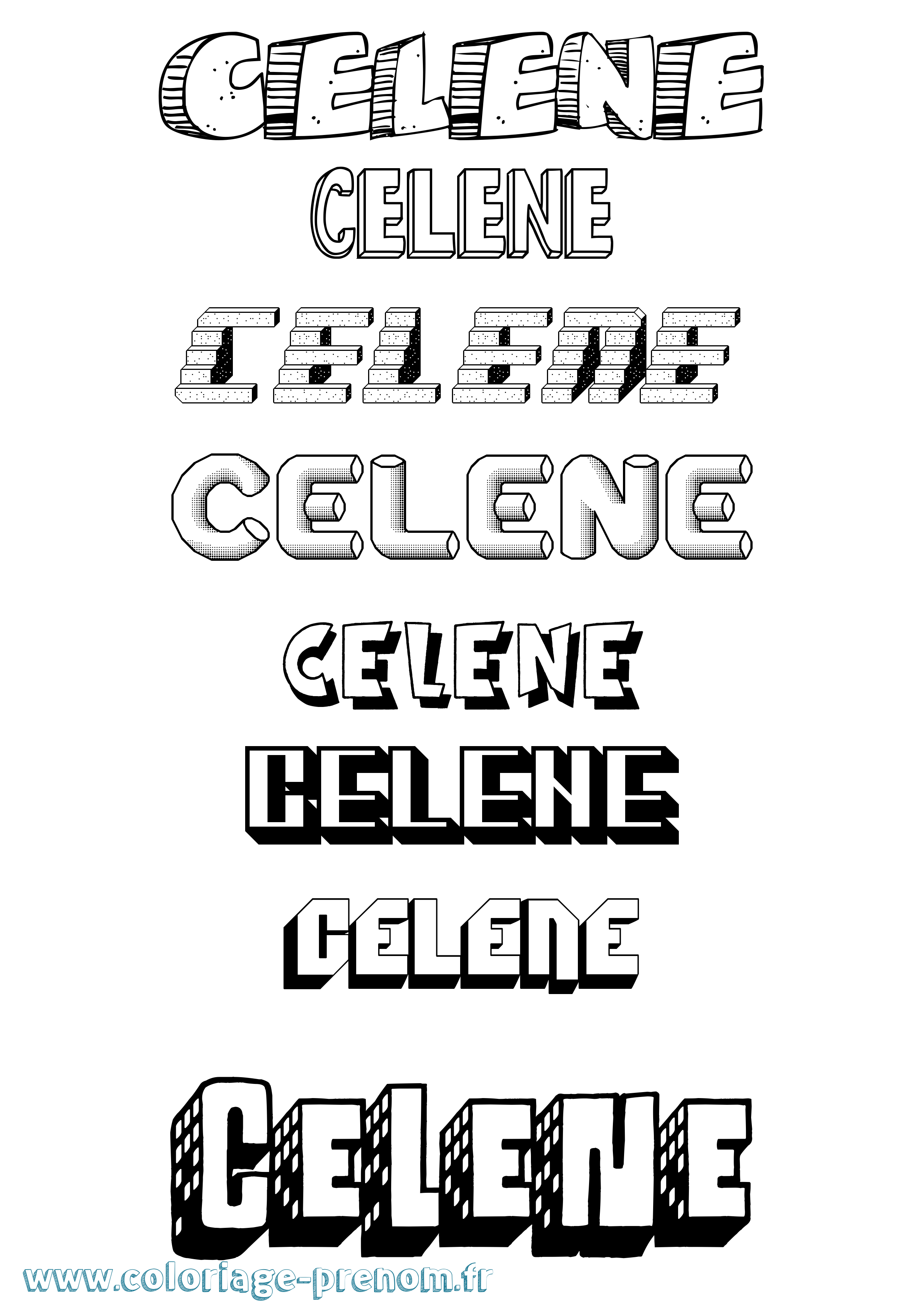 Coloriage prénom Celene Effet 3D