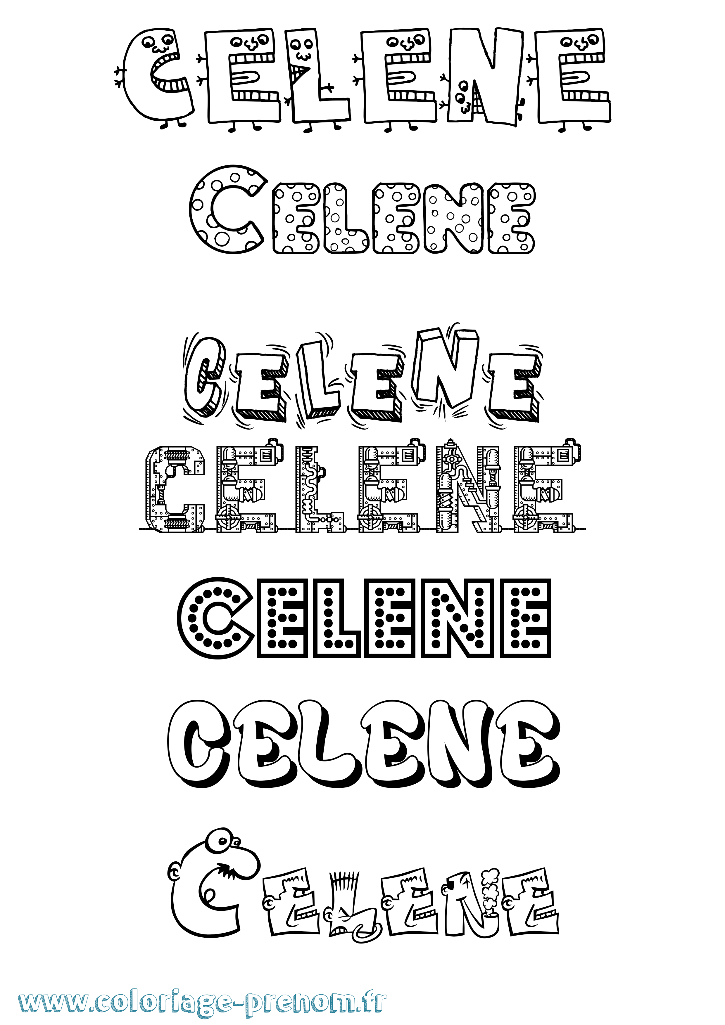 Coloriage prénom Celene Fun
