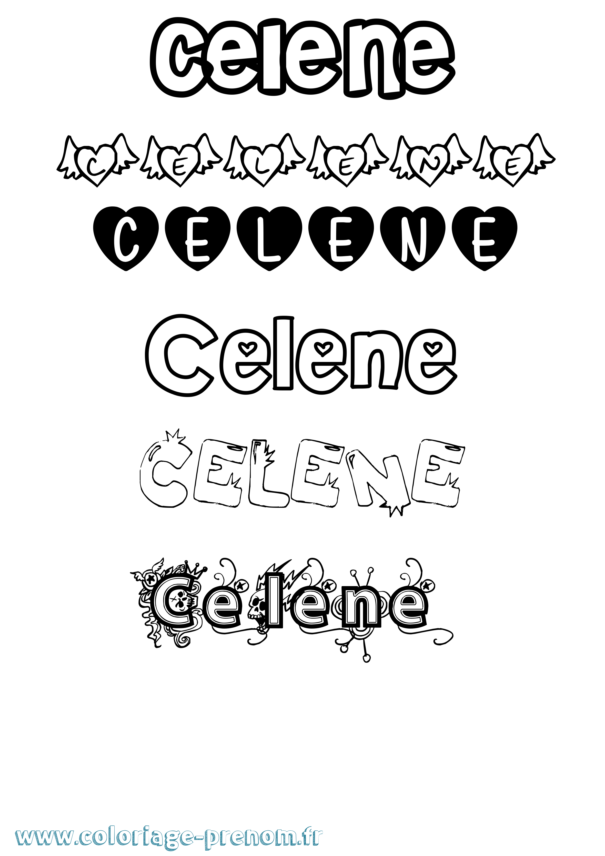 Coloriage prénom Celene Girly