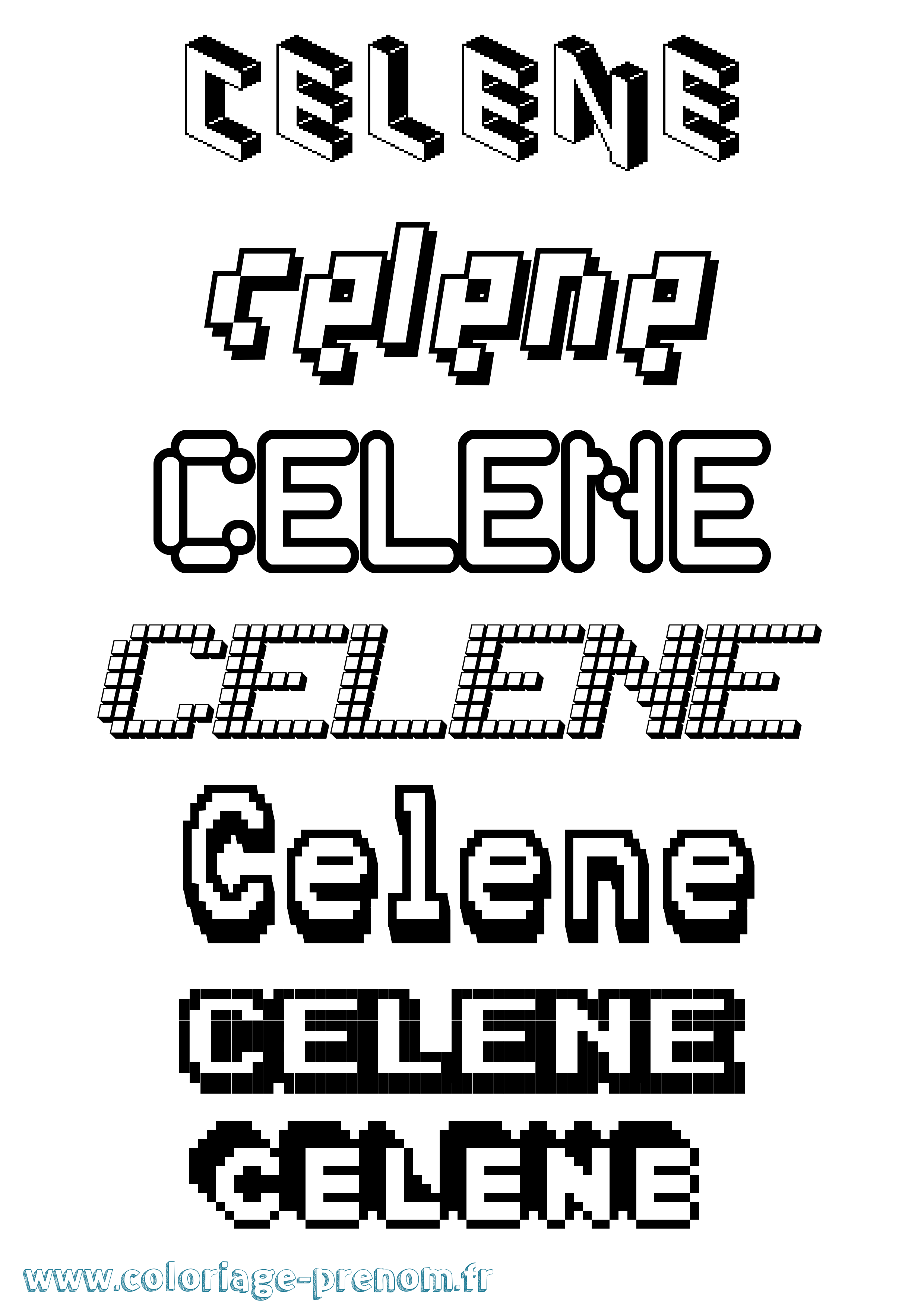 Coloriage prénom Celene Pixel