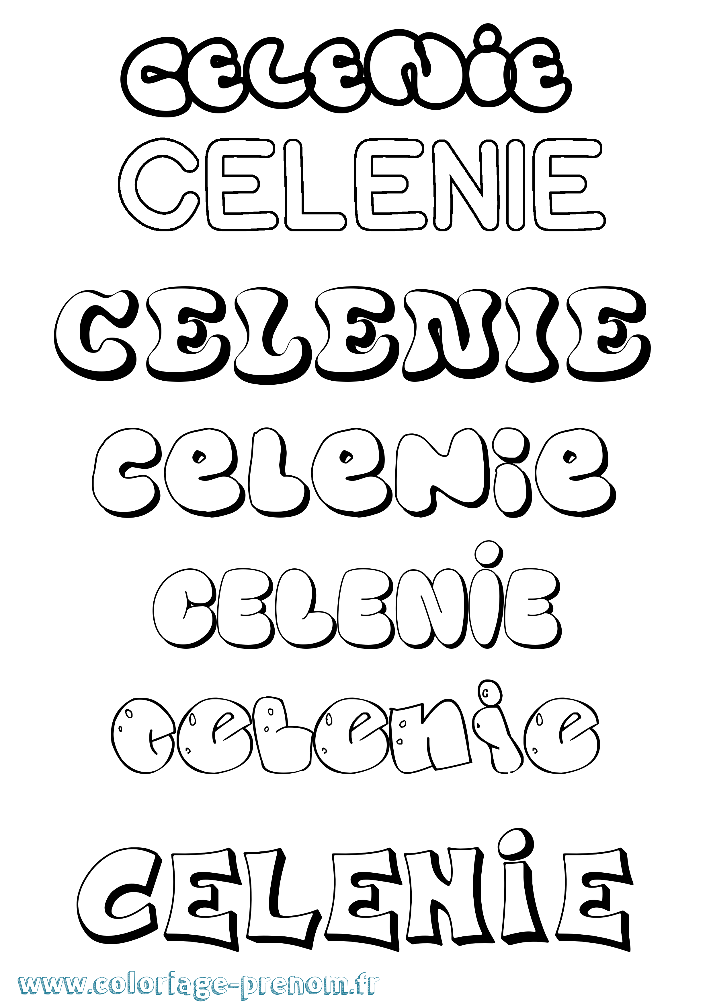 Coloriage prénom Celenie Bubble