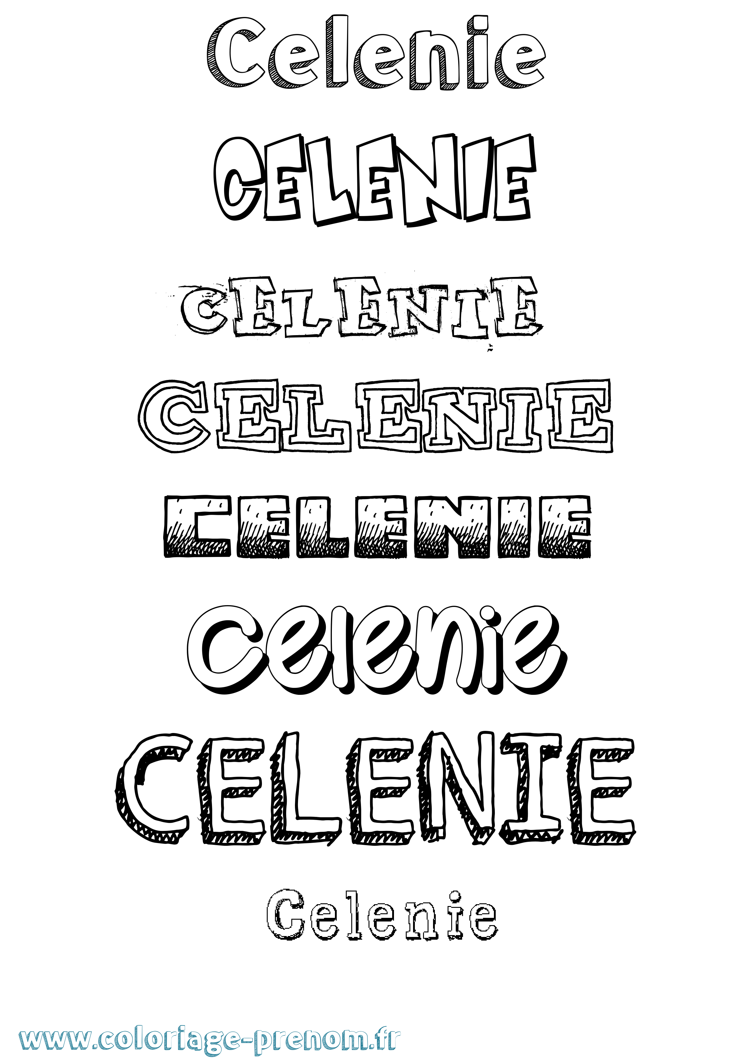 Coloriage prénom Celenie Dessiné