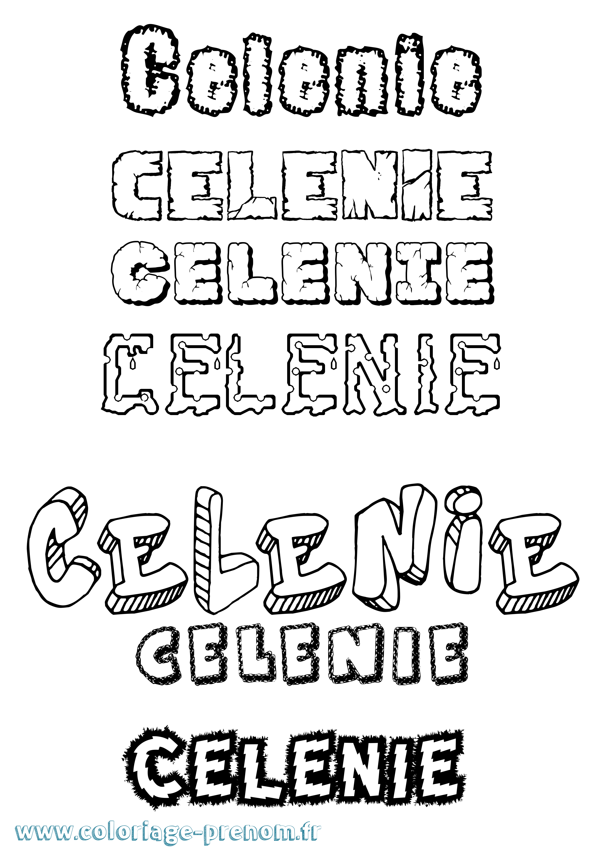 Coloriage prénom Celenie Destructuré
