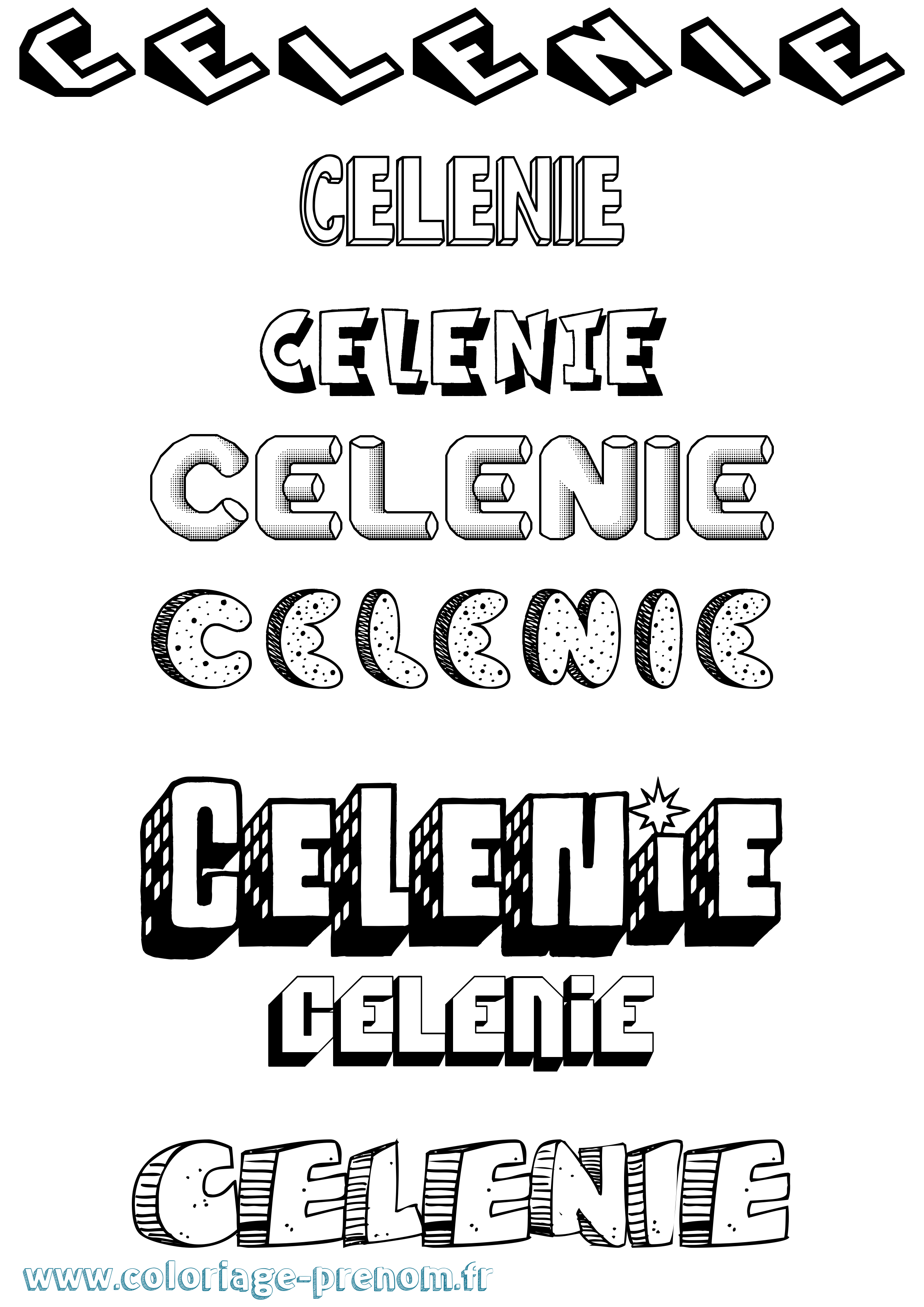 Coloriage prénom Celenie Effet 3D