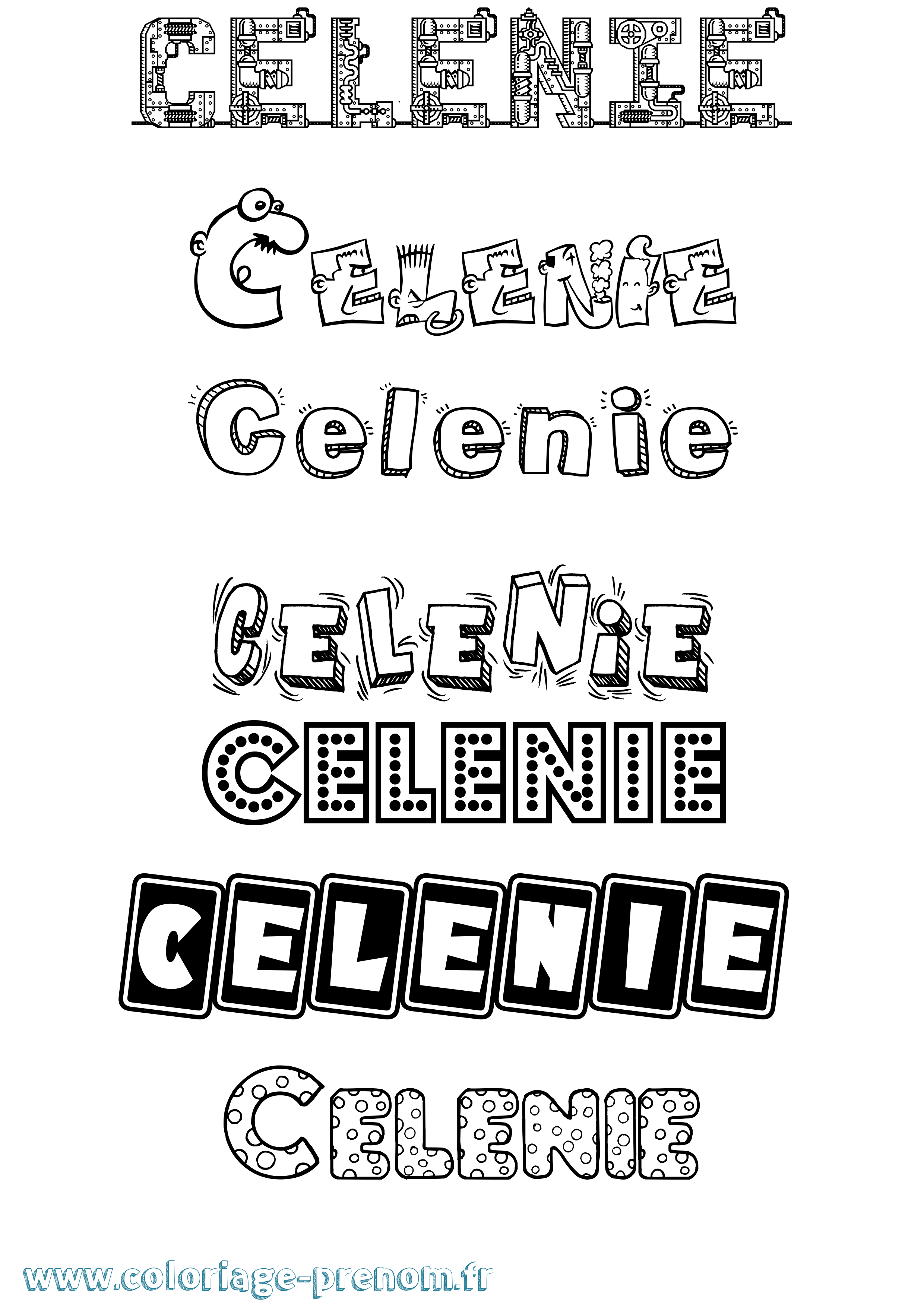 Coloriage prénom Celenie Fun