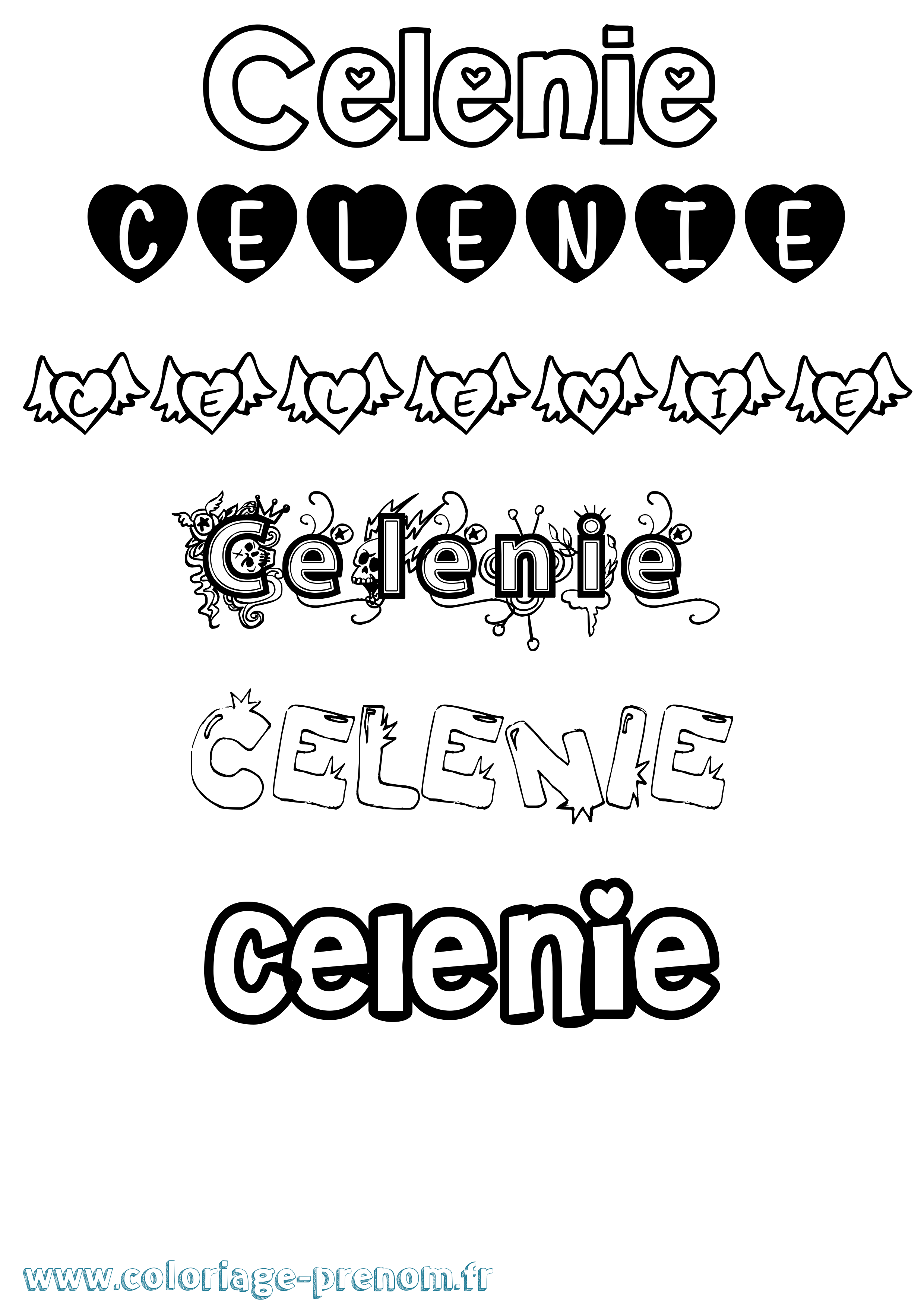 Coloriage prénom Celenie Girly