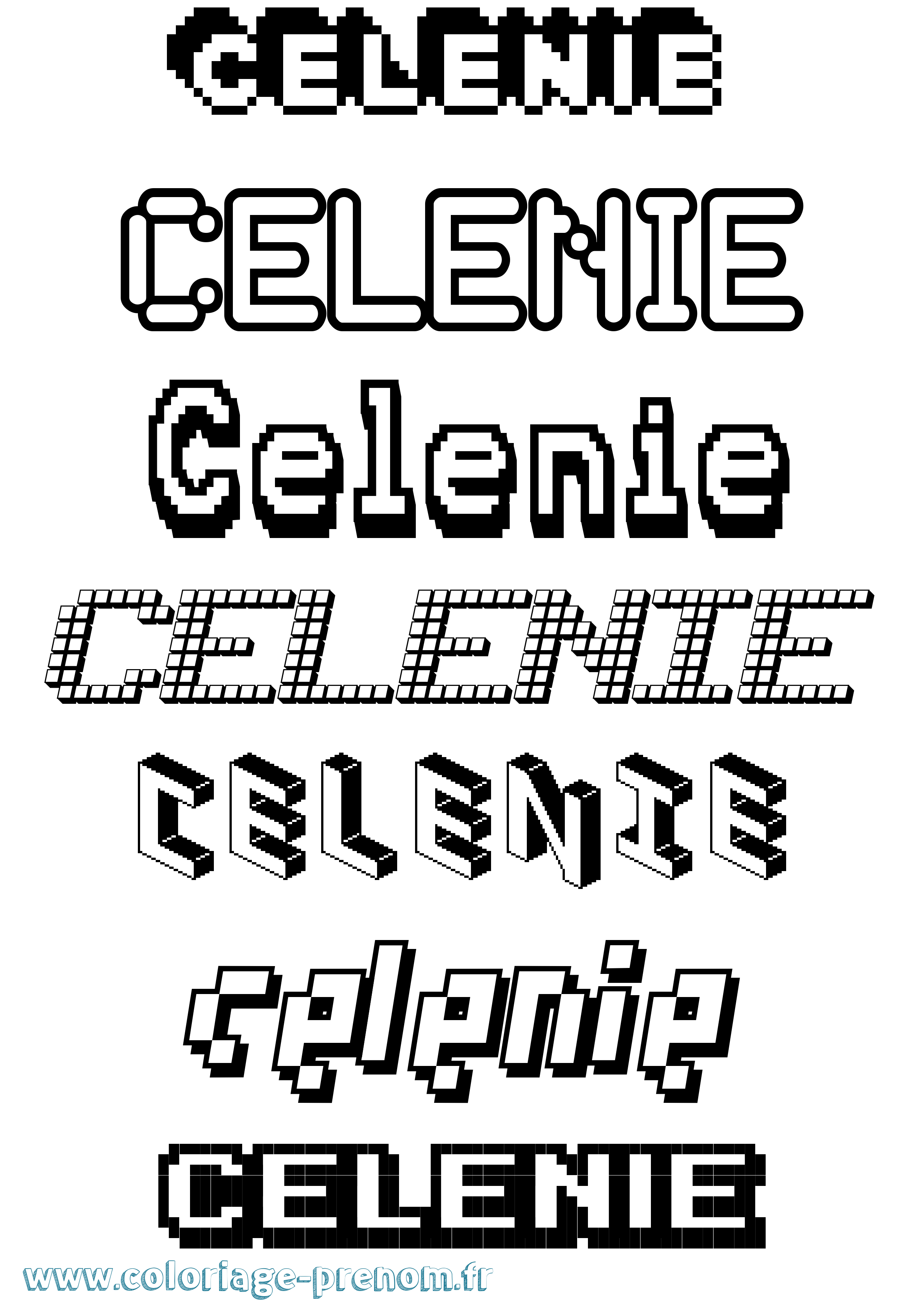 Coloriage prénom Celenie Pixel