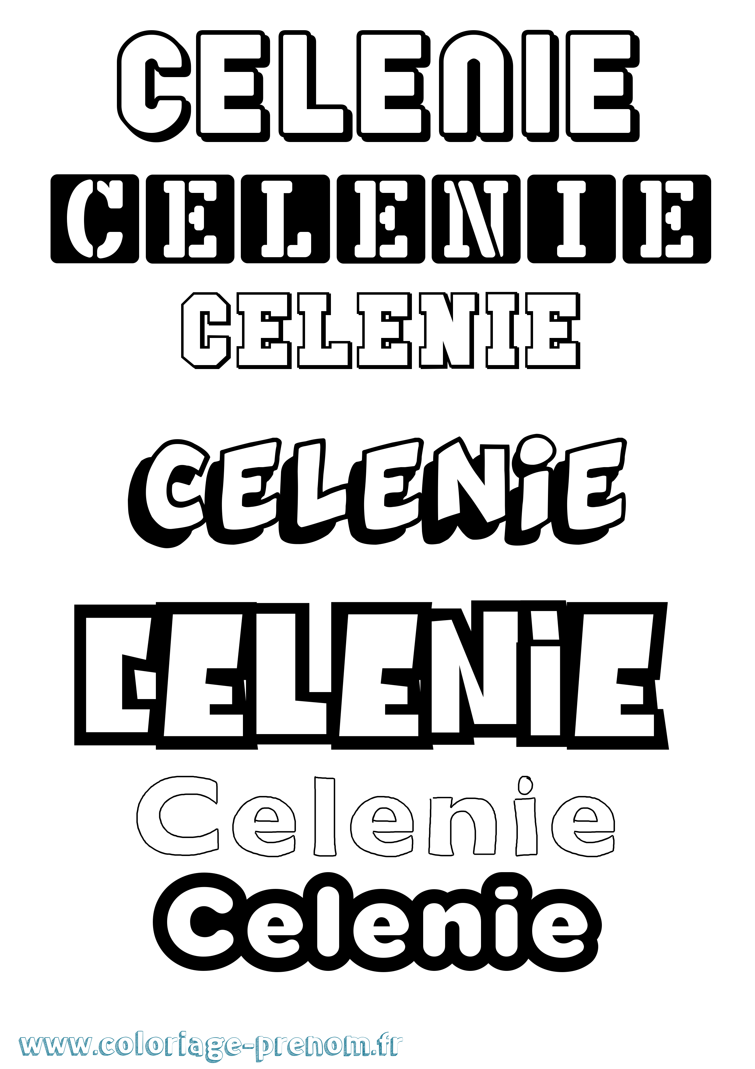 Coloriage prénom Celenie Simple