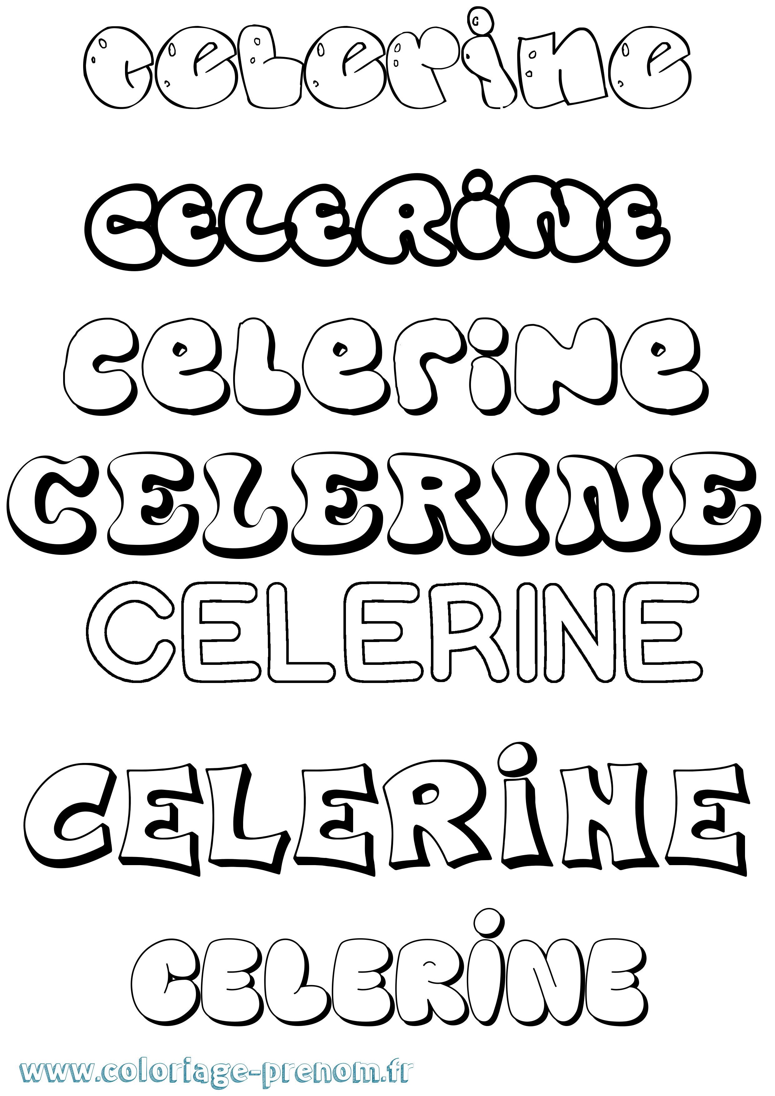 Coloriage prénom Celerine Bubble