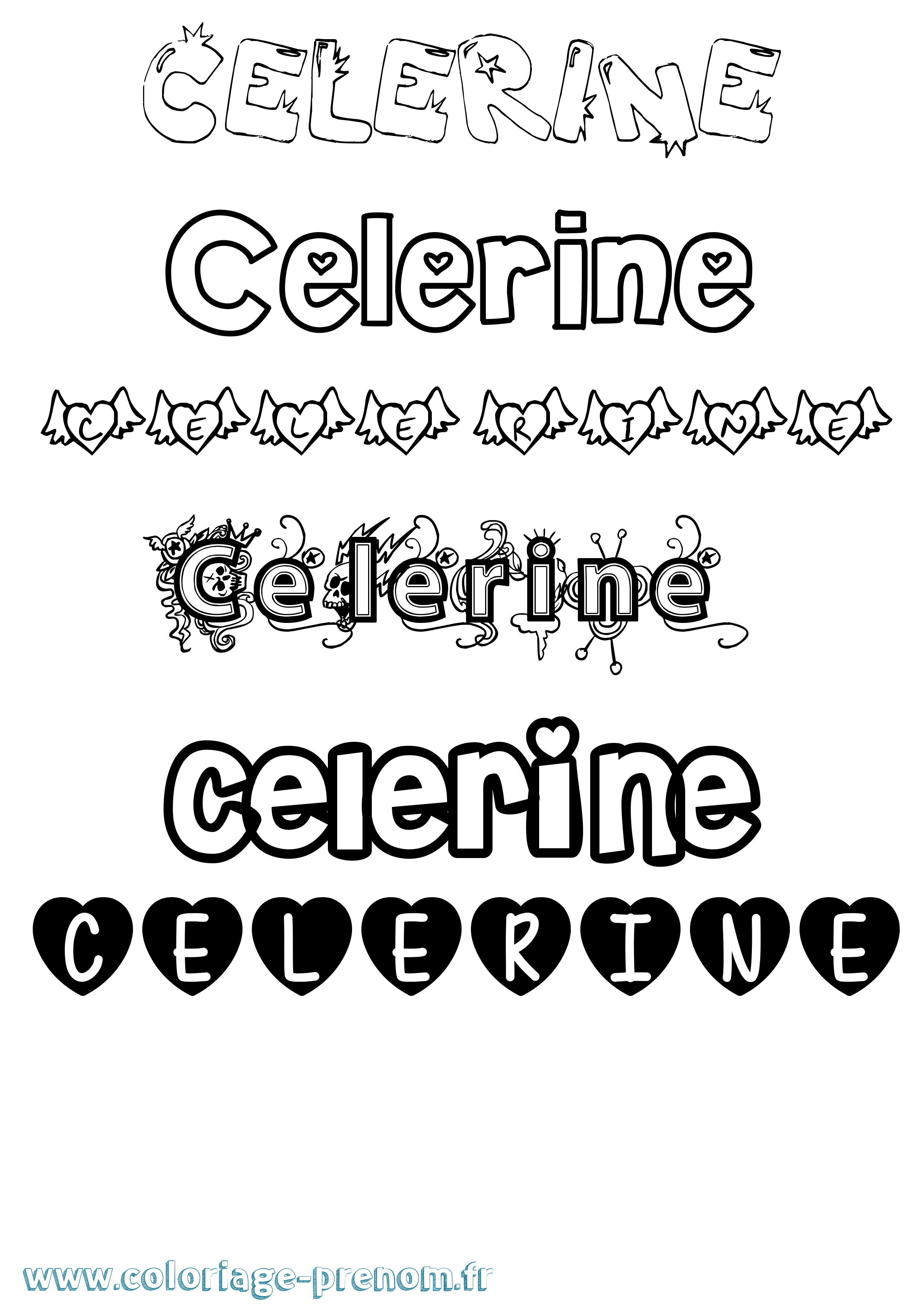 Coloriage prénom Celerine Girly