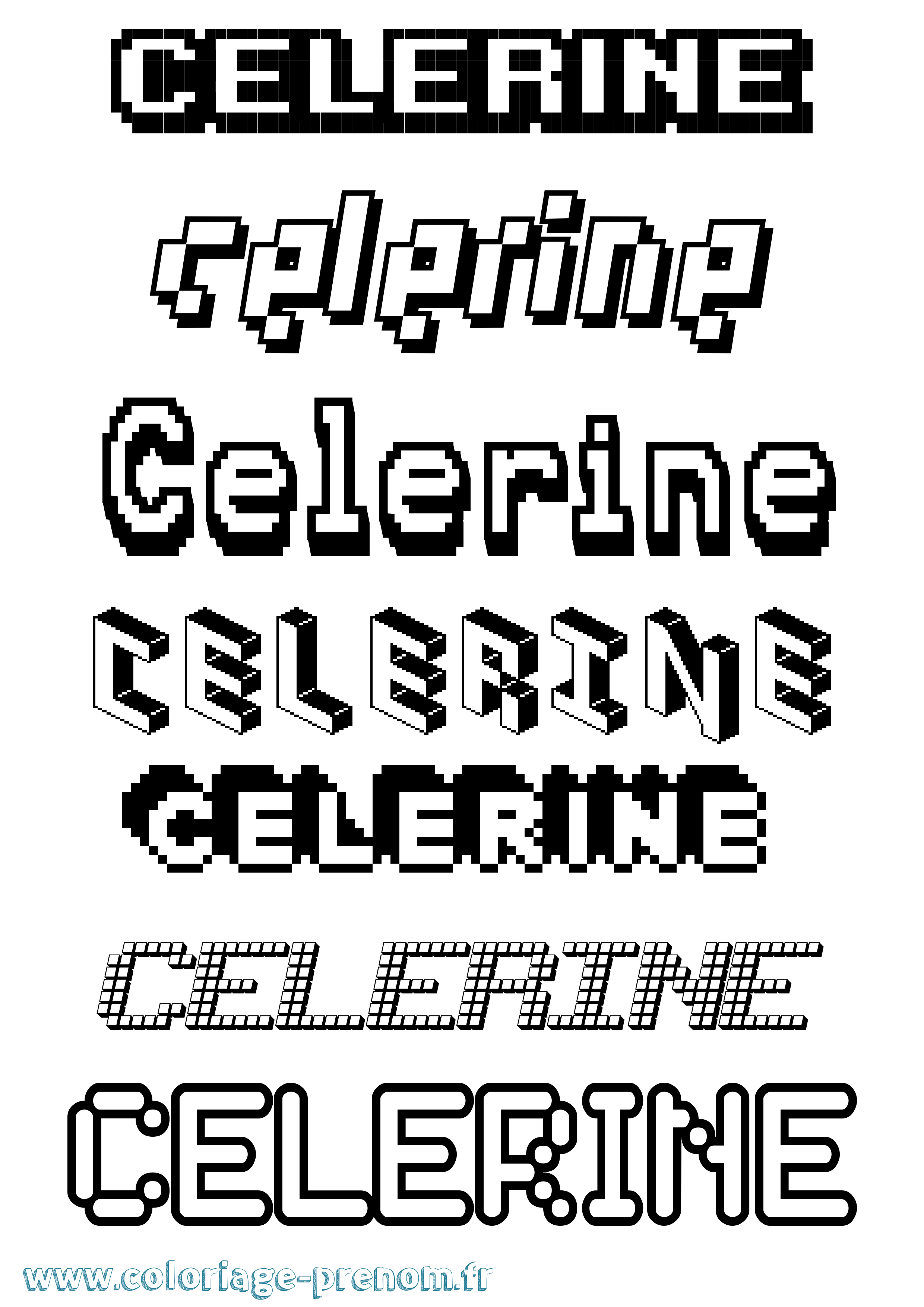 Coloriage prénom Celerine Pixel