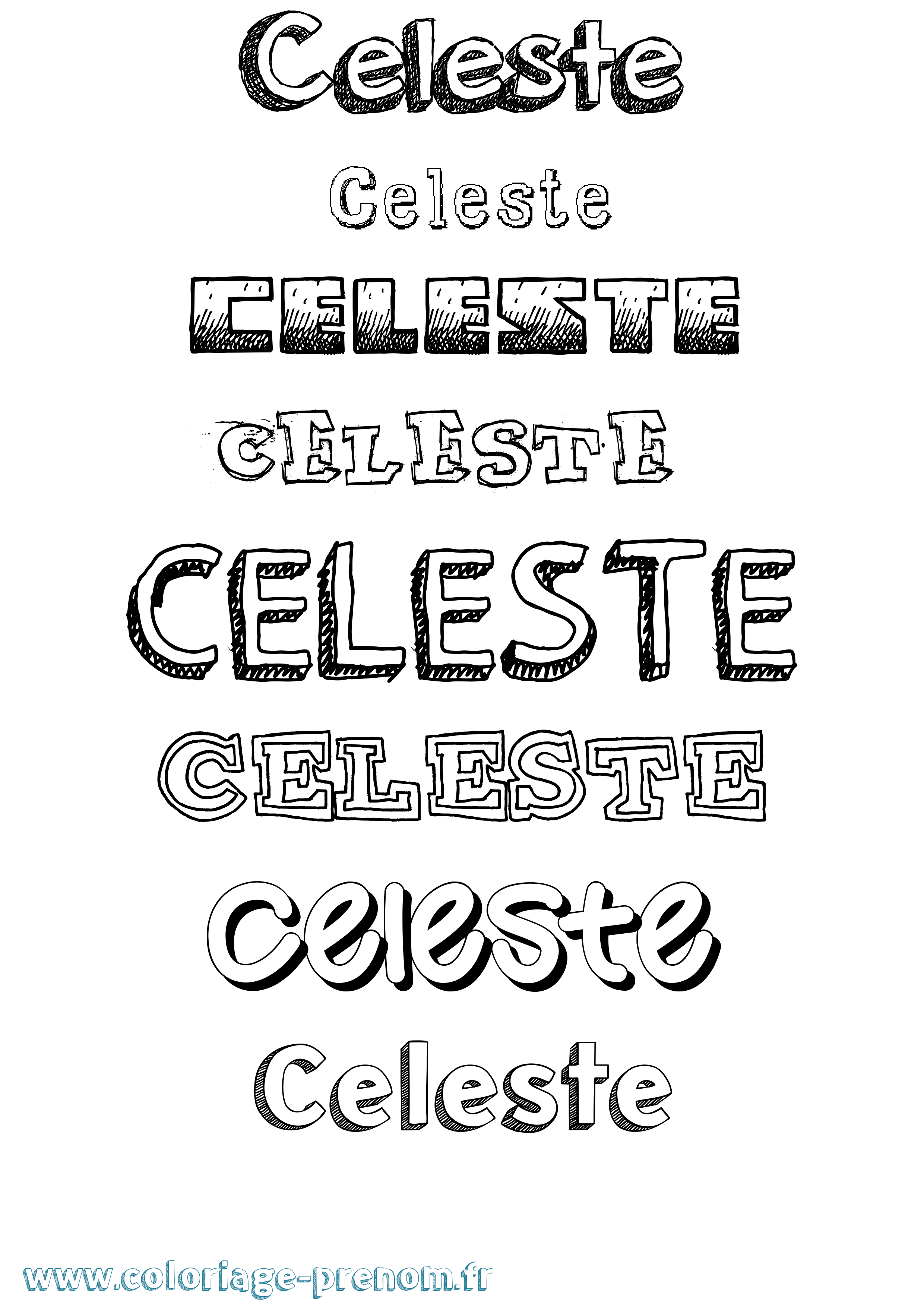 Coloriage prénom Celeste
