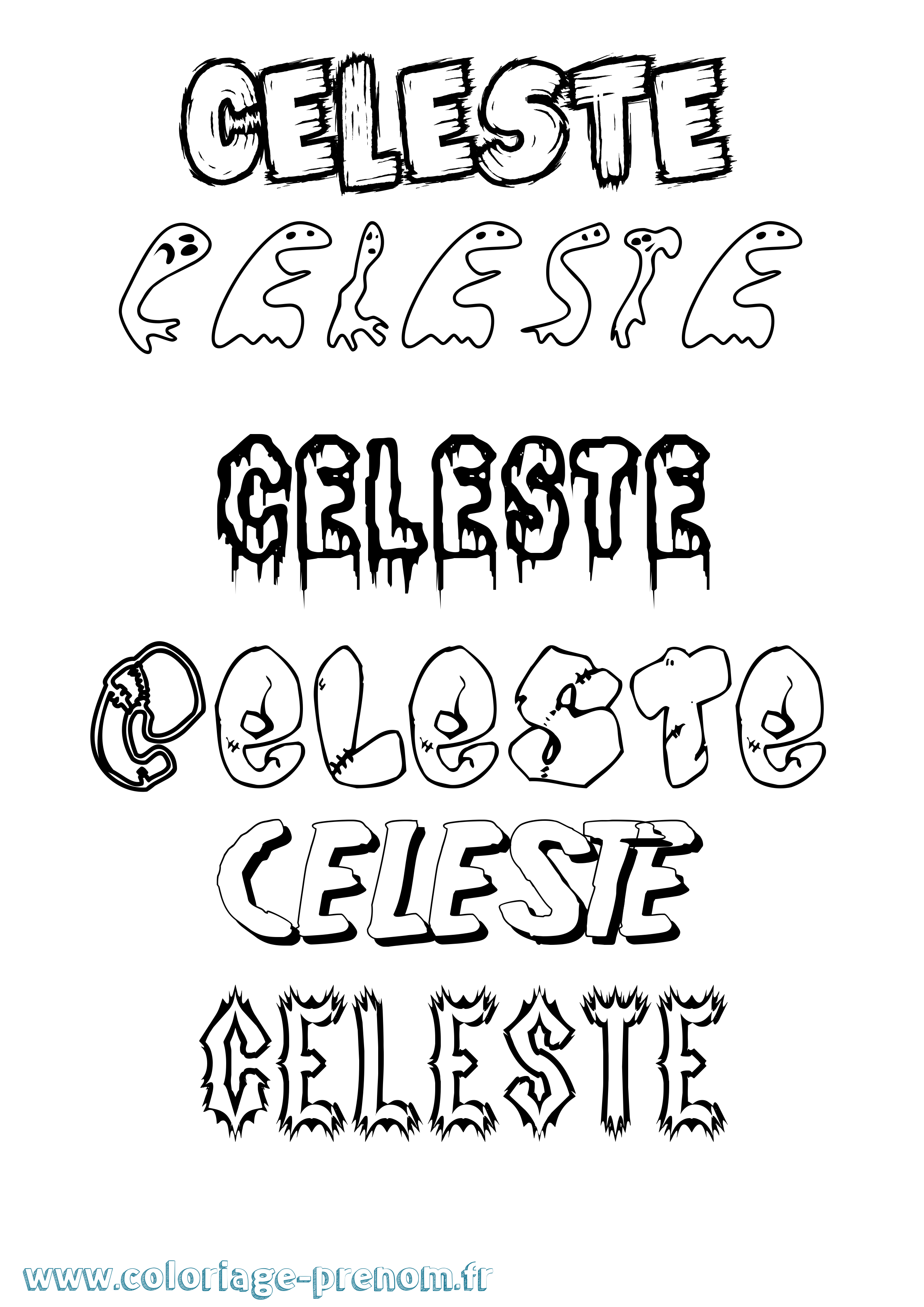 Coloriage prénom Celeste Frisson