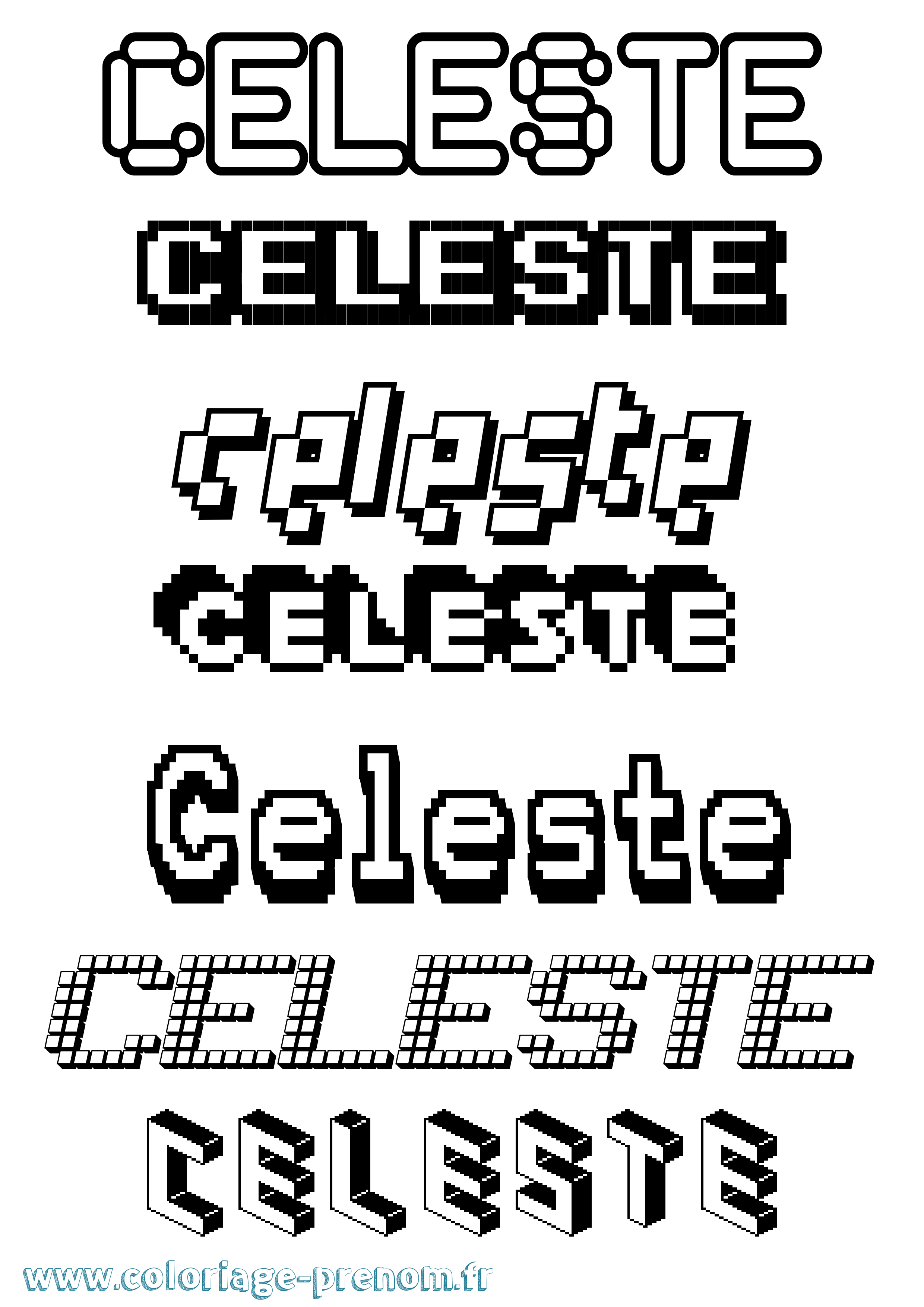 Coloriage prénom Celeste Pixel