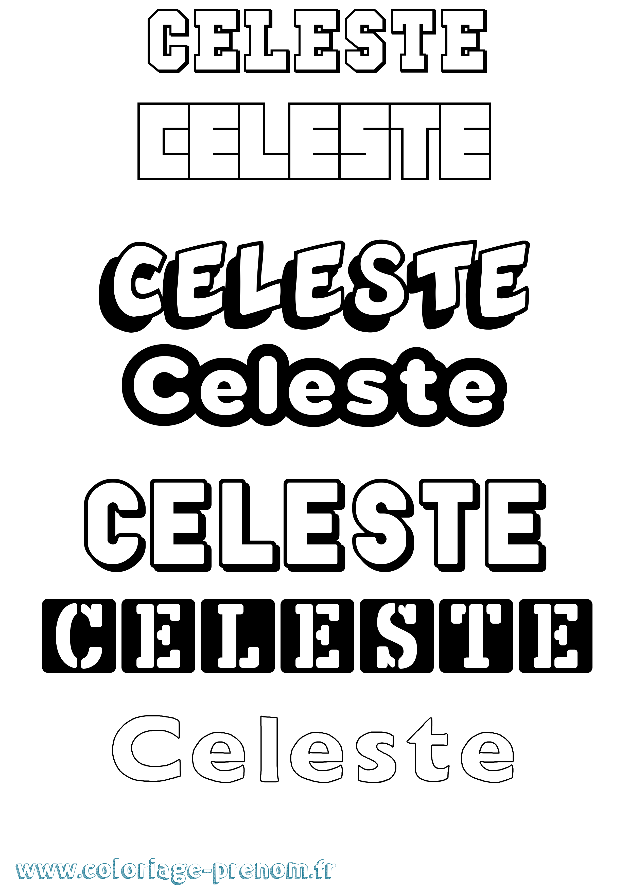 Coloriage prénom Celeste Simple