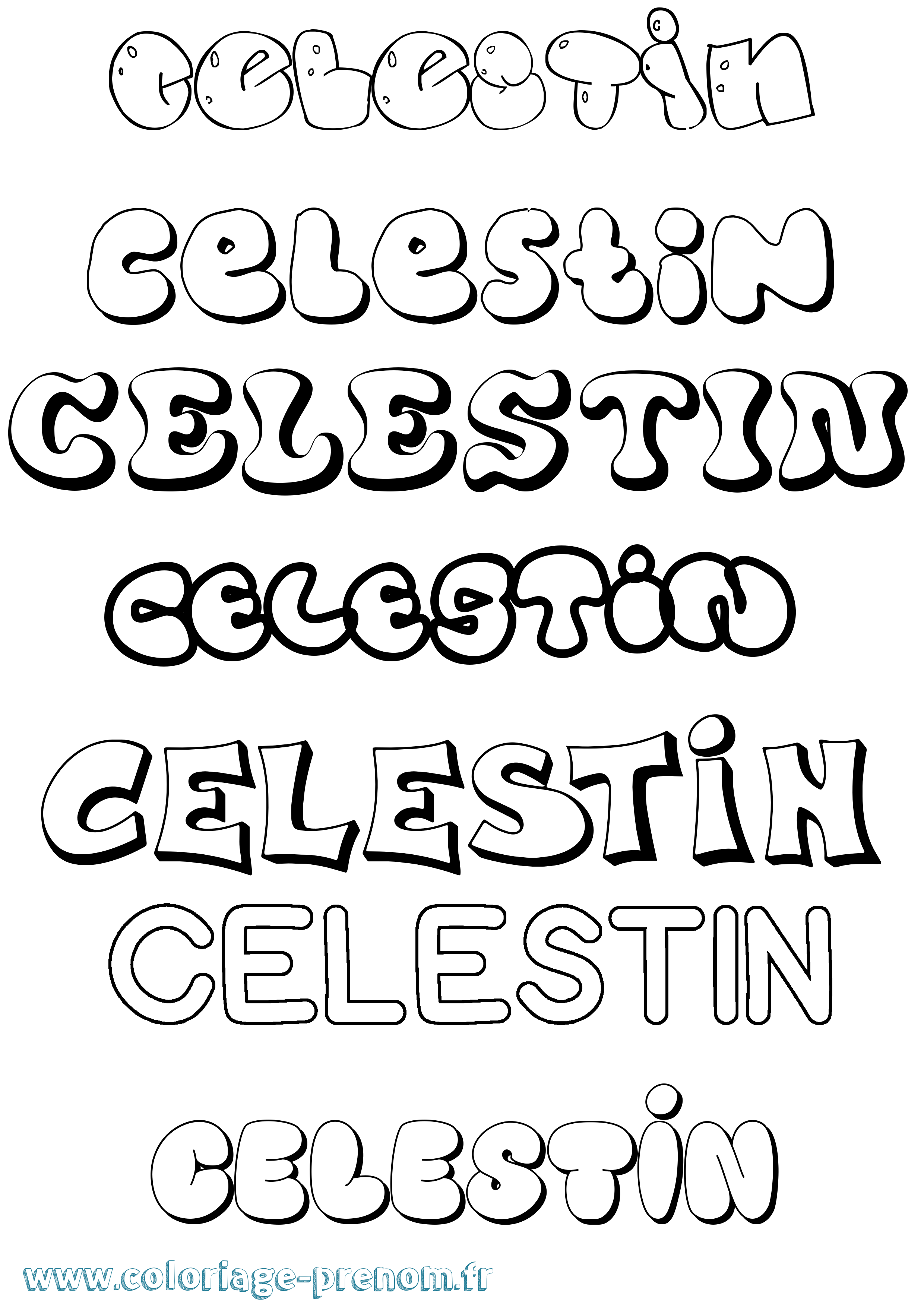 Coloriage Celestin Bubble Coloriage prénom Celestin Bubble