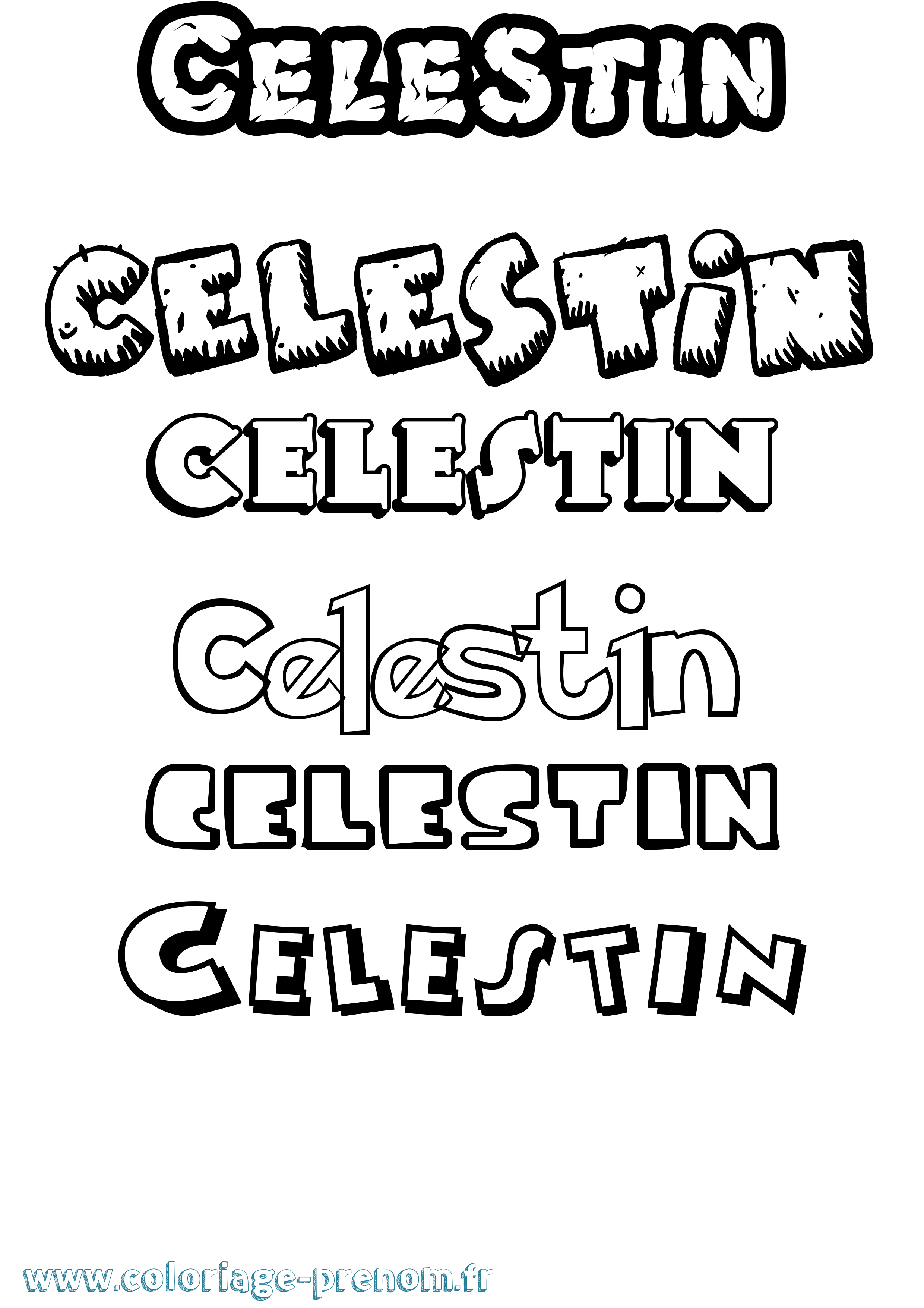 Coloriage Celestin Dessin Animé Coloriage prénom Celestin Dessin Animé