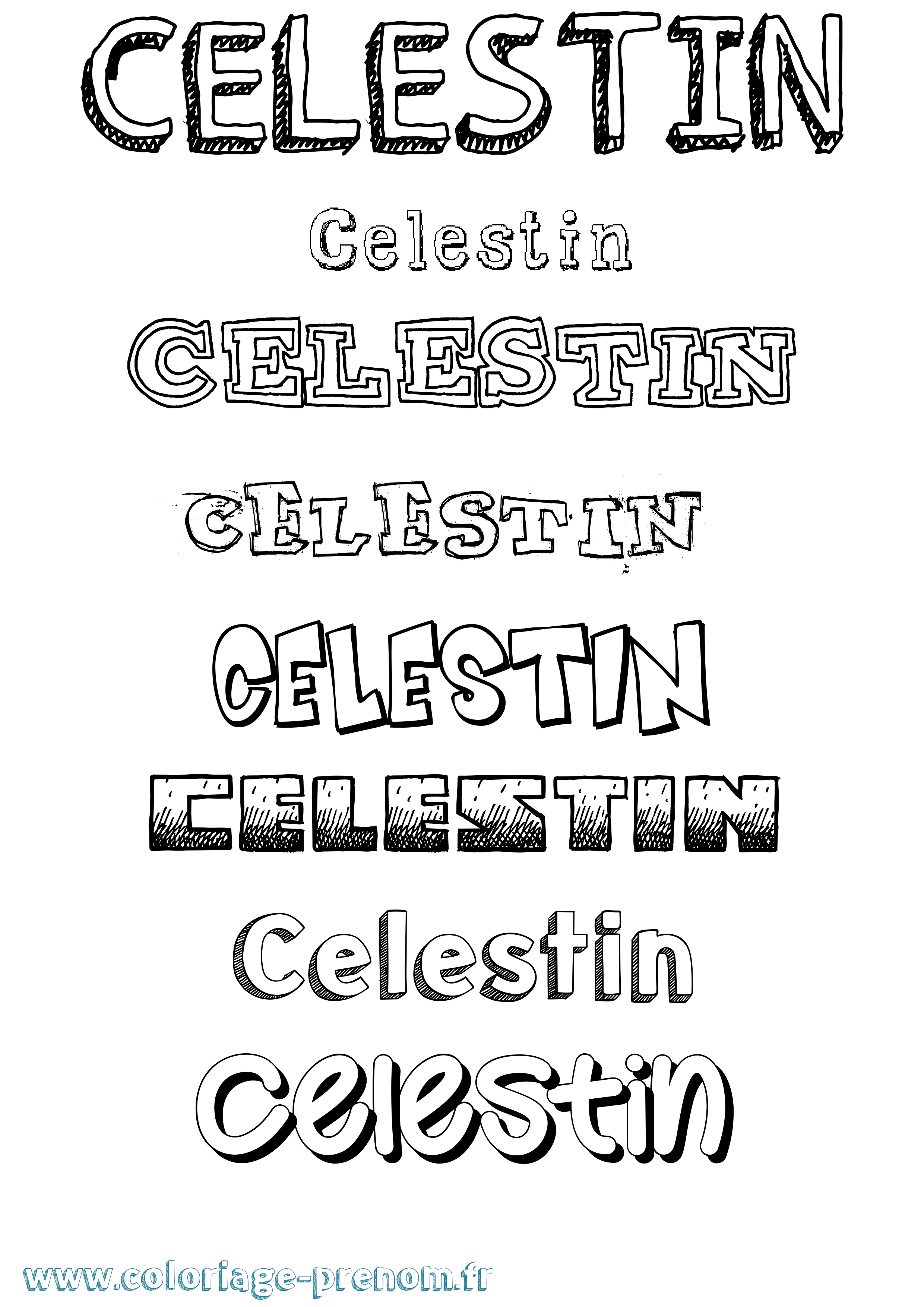 Coloriage Celestin Dessiné Coloriage prénom Celestin Dessiné