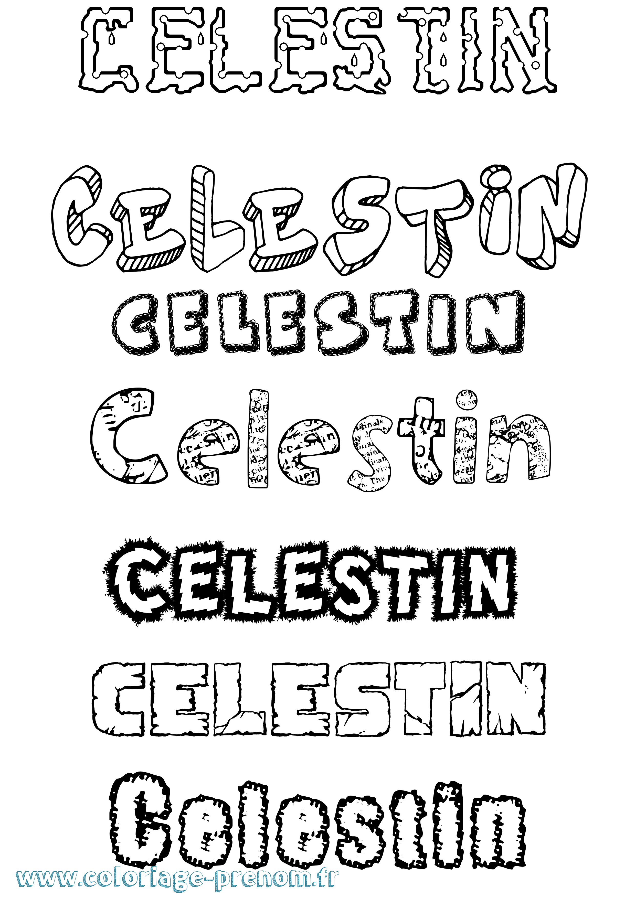 Coloriage Celestin Destructuré Coloriage prénom Celestin Destructuré