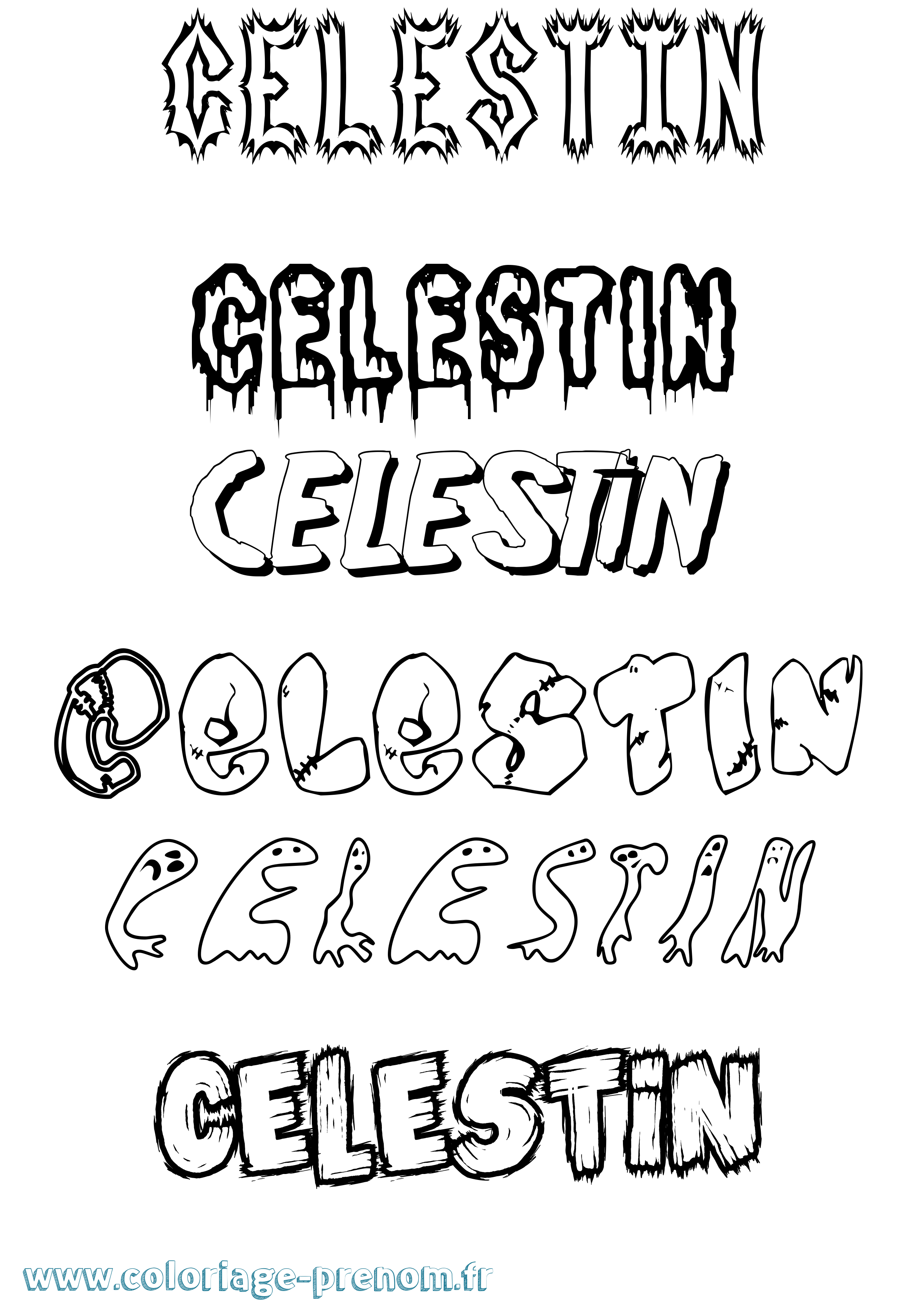 Coloriage Celestin Frisson Coloriage prénom Celestin Frisson