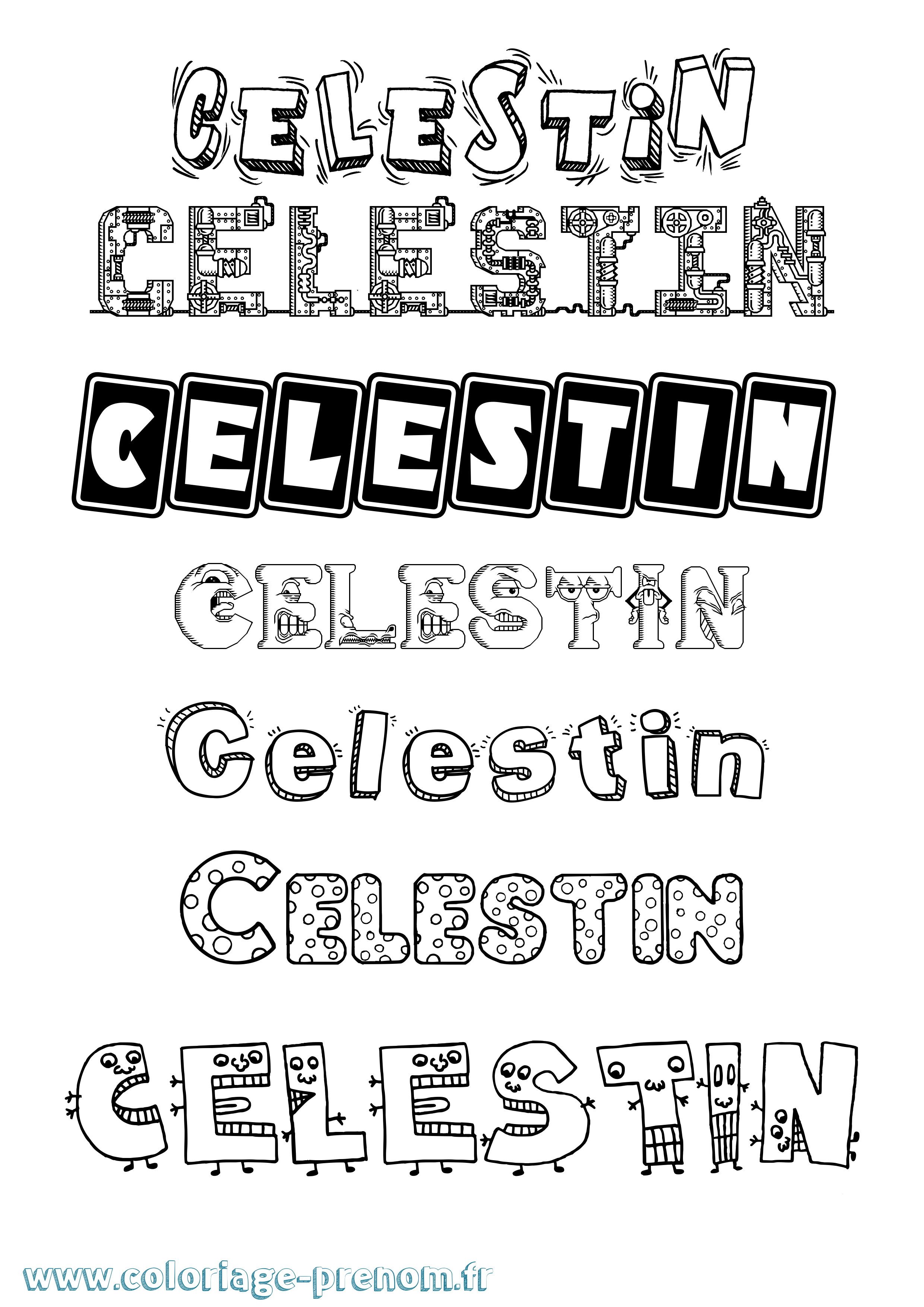 Coloriage Celestin Fun Coloriage prénom Celestin Fun