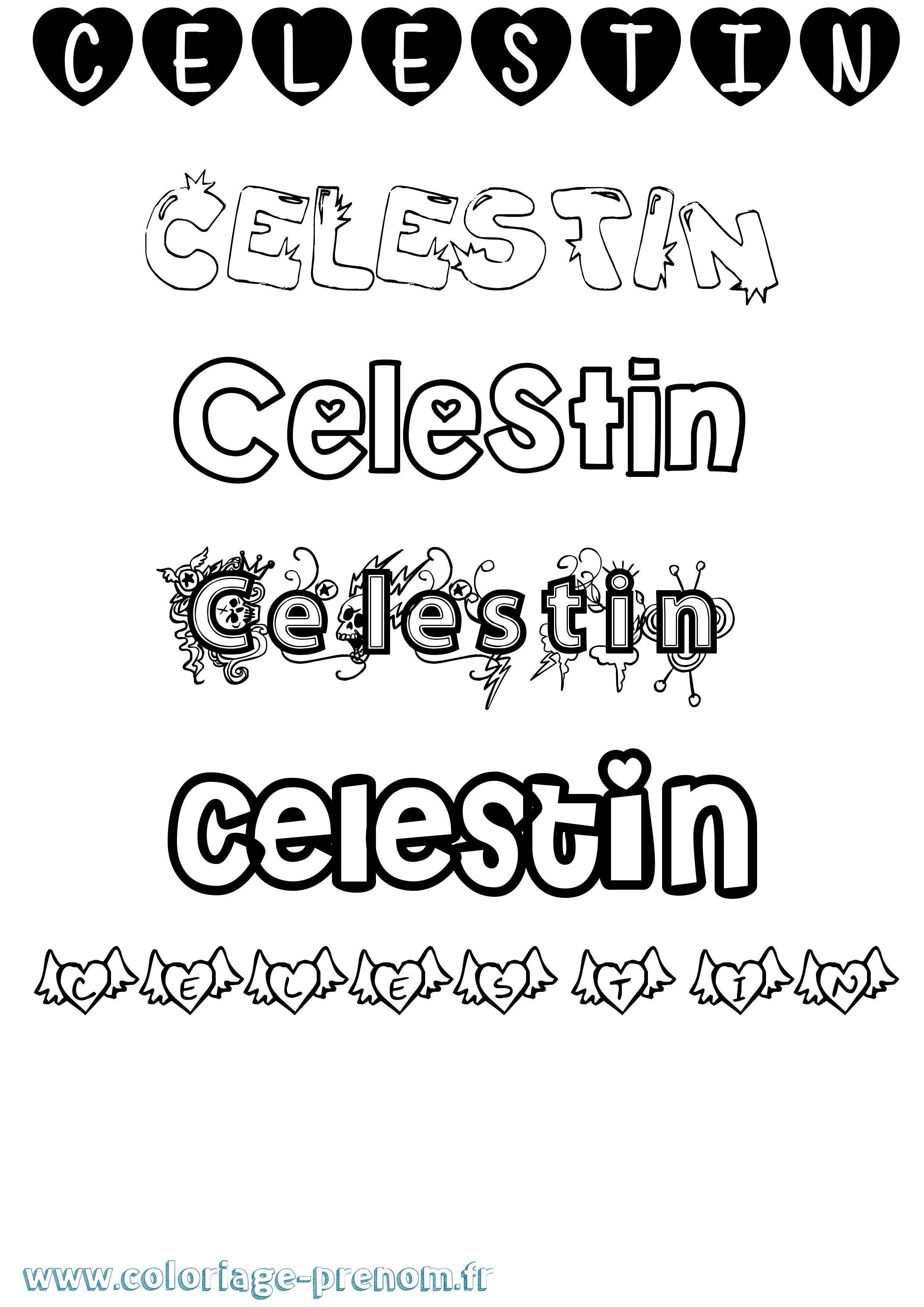 Coloriage Celestin Girly Coloriage prénom Celestin Girly