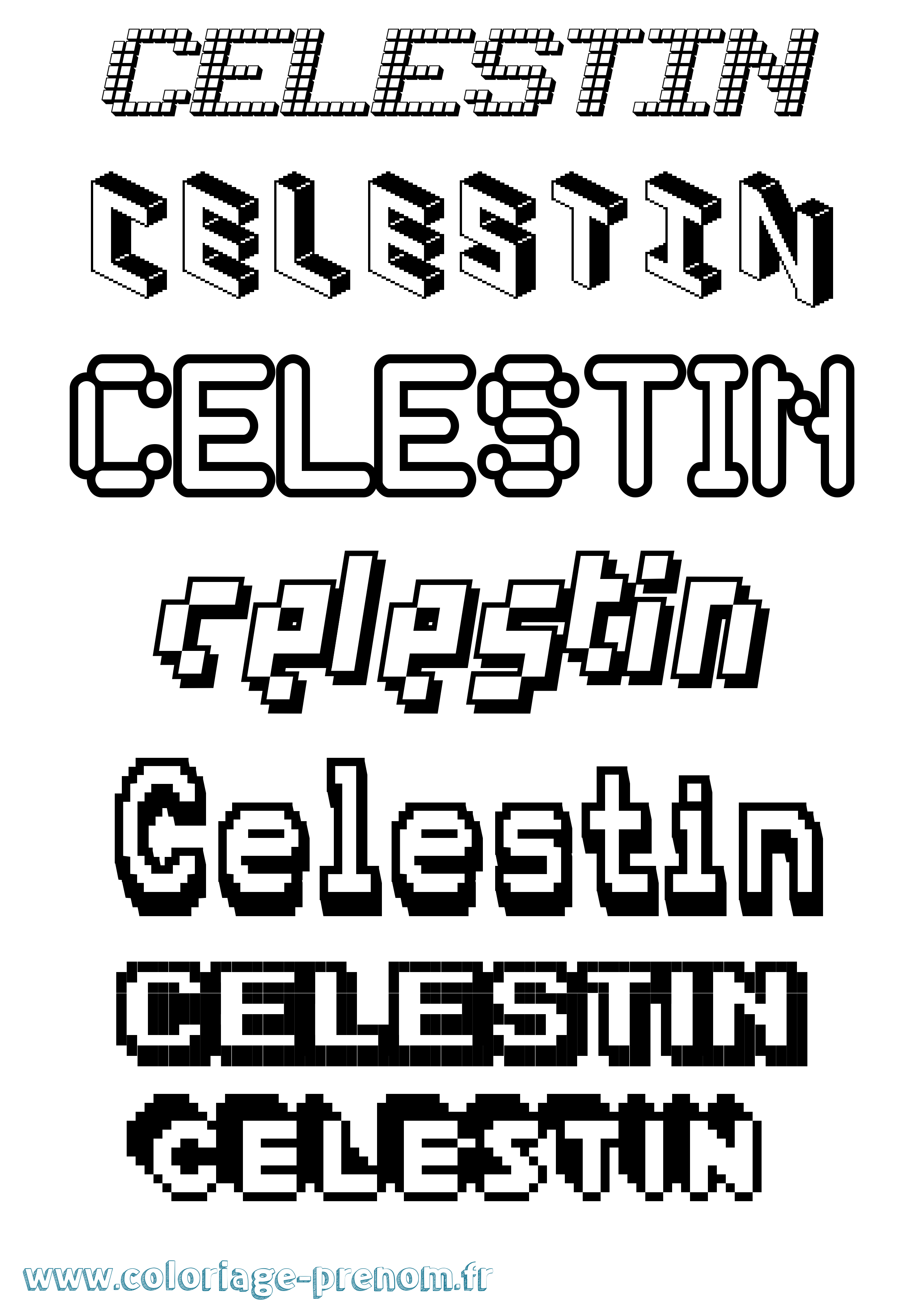 Coloriage Celestin Pixel Coloriage prénom Celestin Pixel