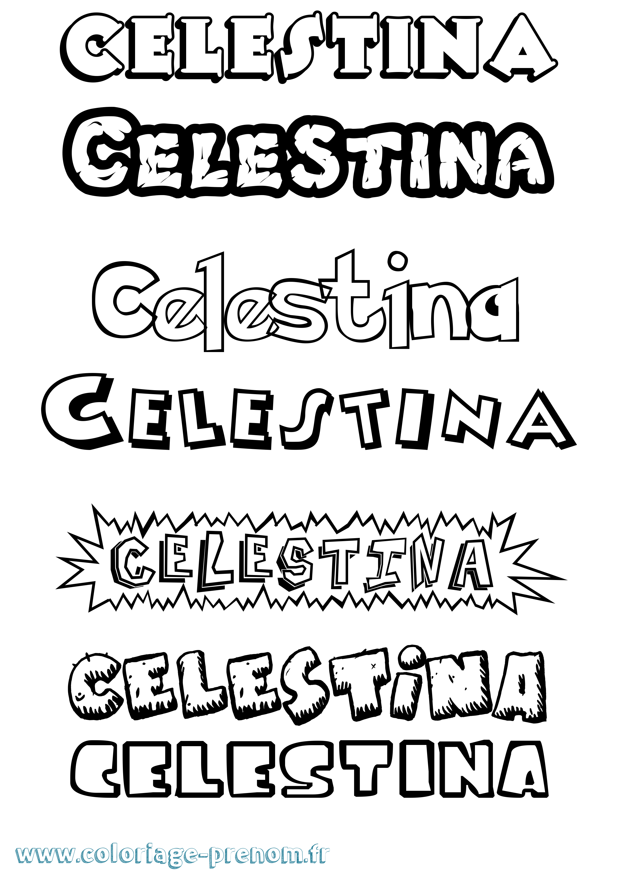 Coloriage Celestina Dessin Animé Coloriage prénom Celestina Dessin Animé