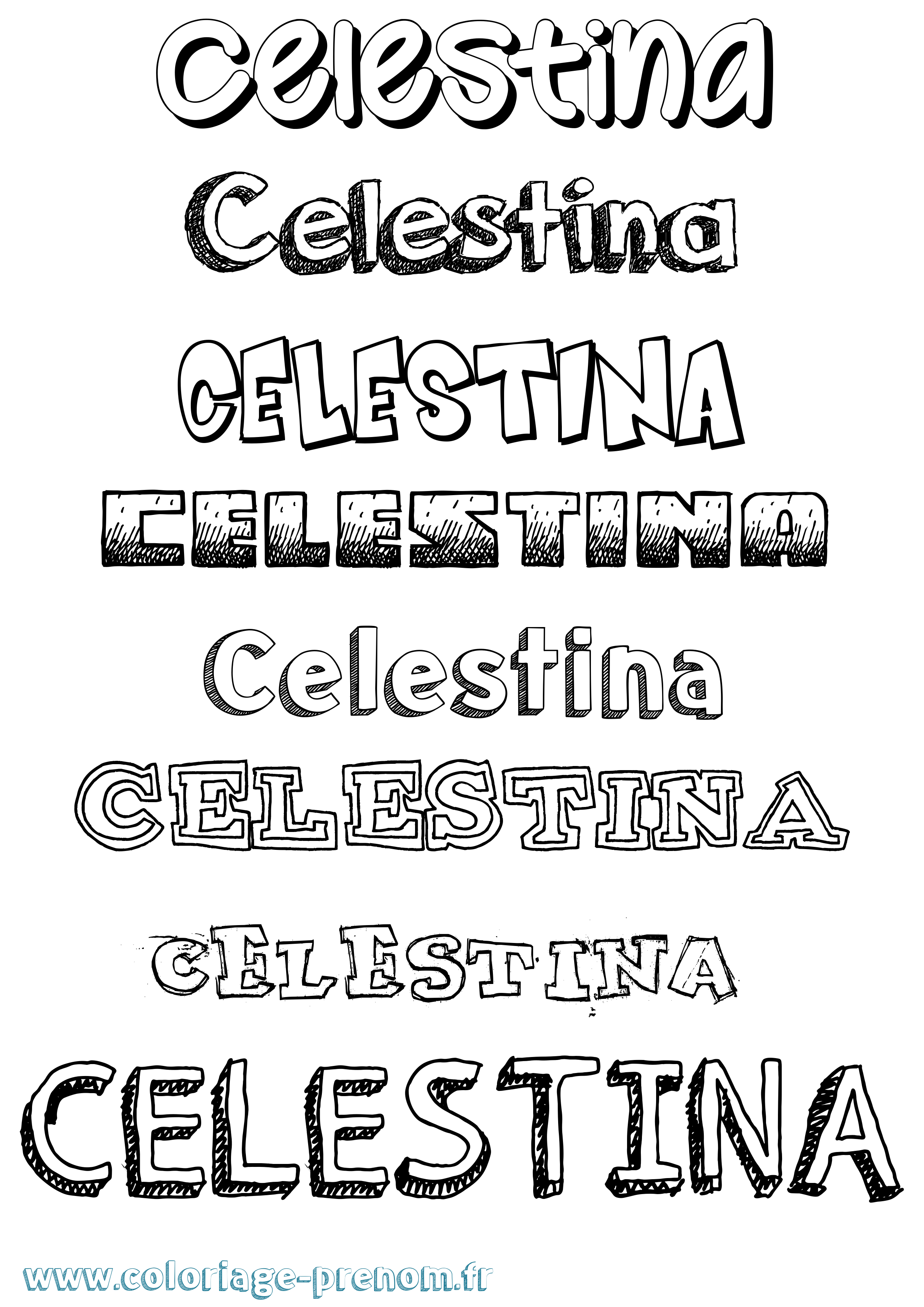Coloriage Celestina Dessiné Coloriage prénom Celestina Dessiné