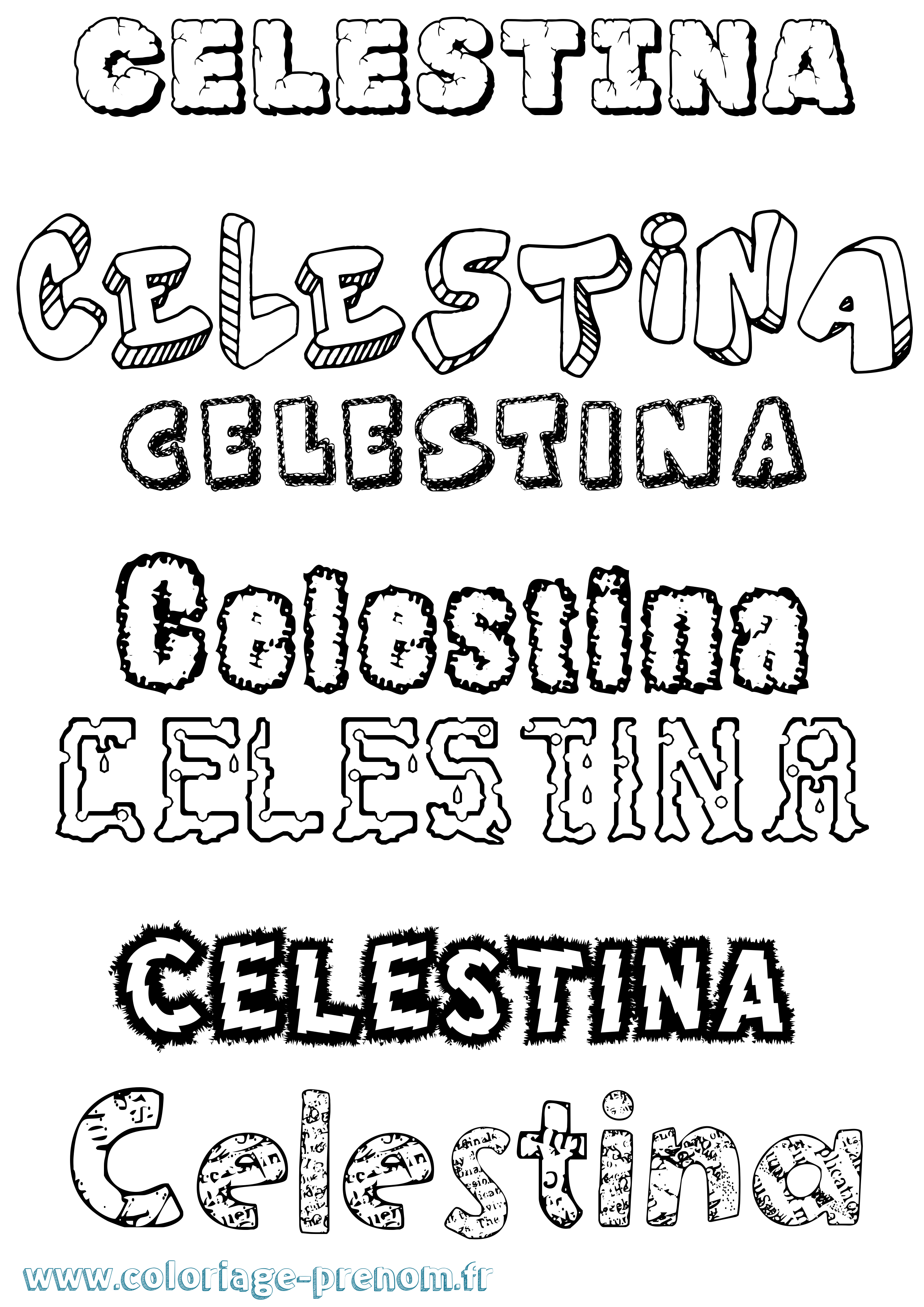 Coloriage prénom Celestina Destructuré