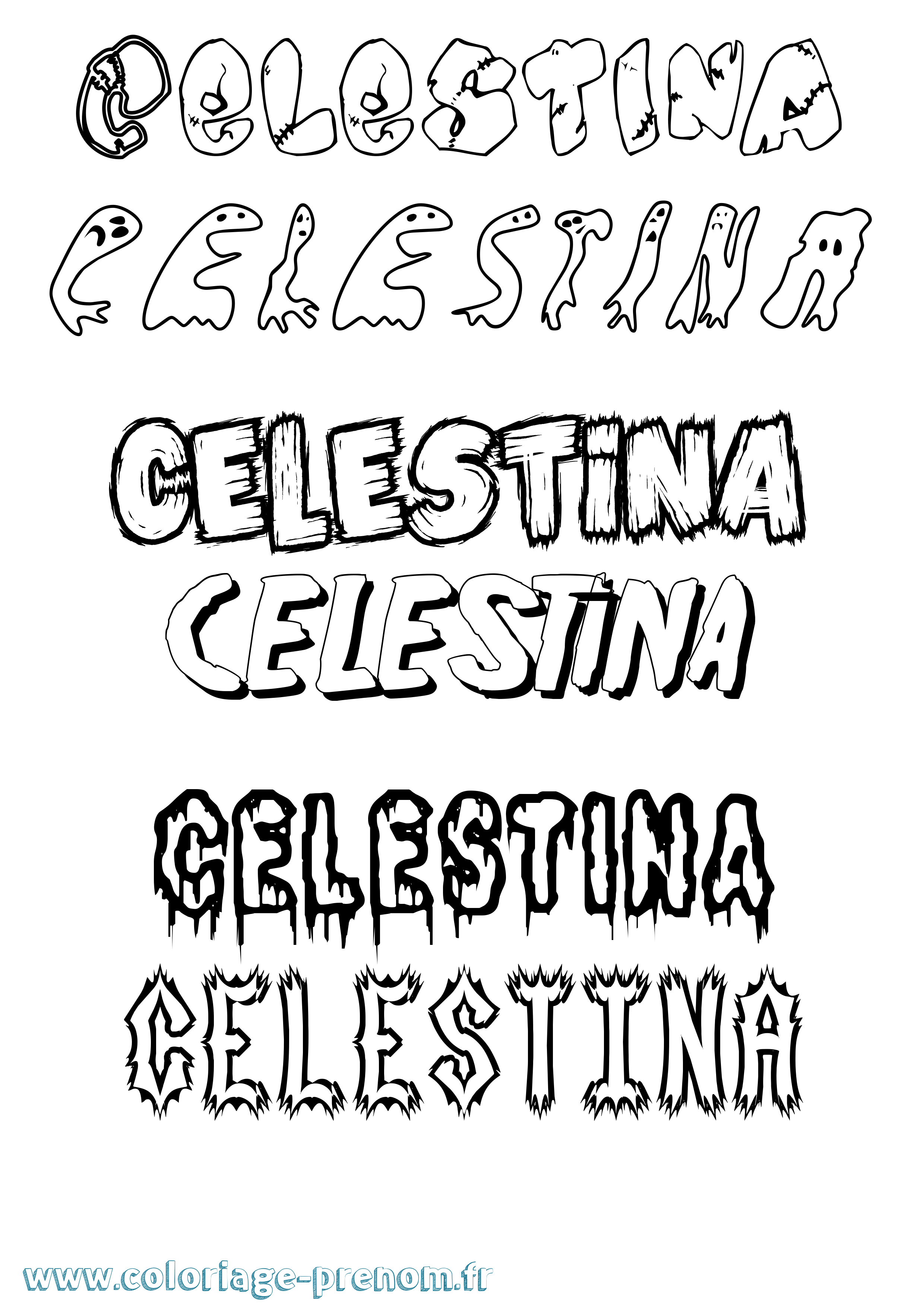 Coloriage prénom Celestina Frisson