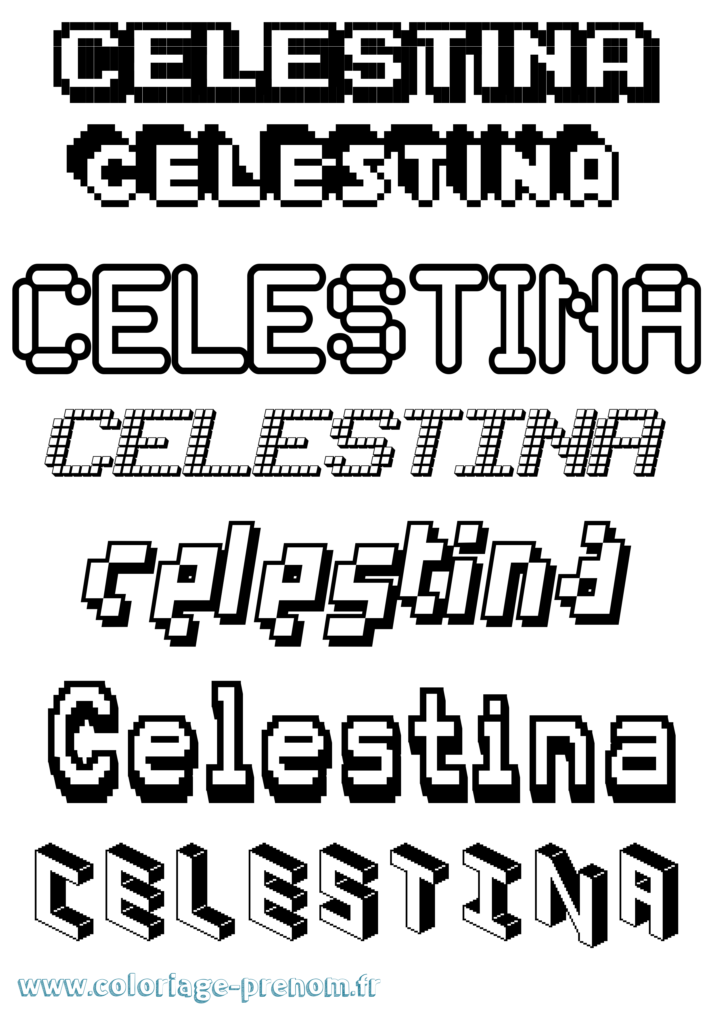 Coloriage prénom Celestina Pixel
