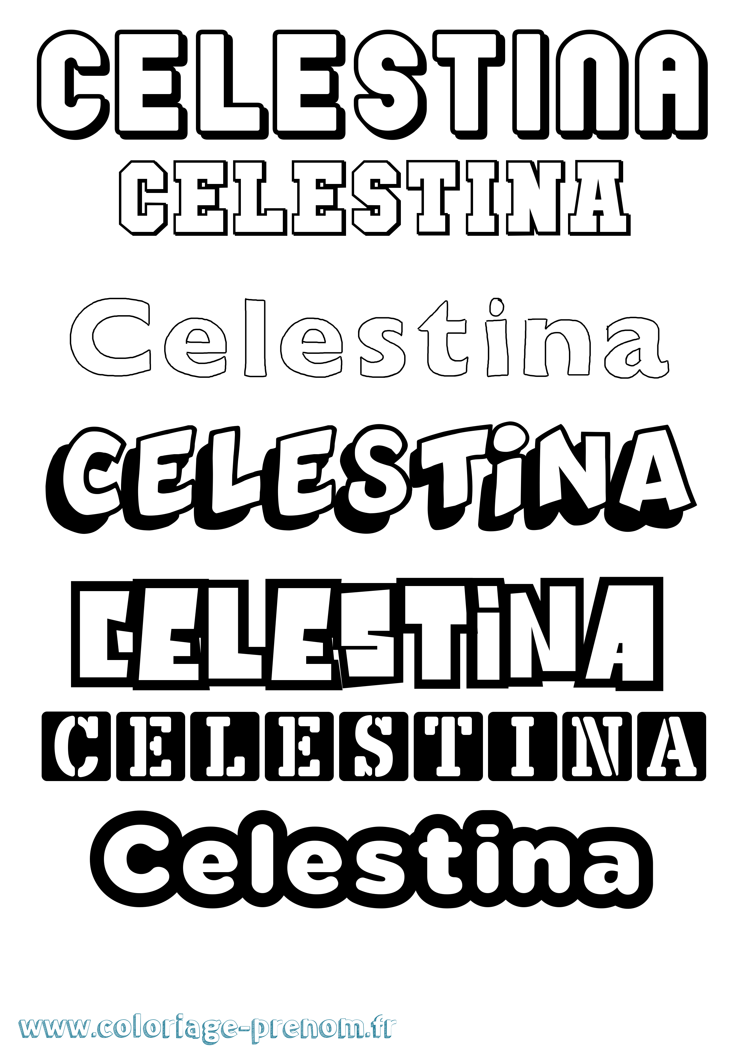 Coloriage prénom Celestina Simple