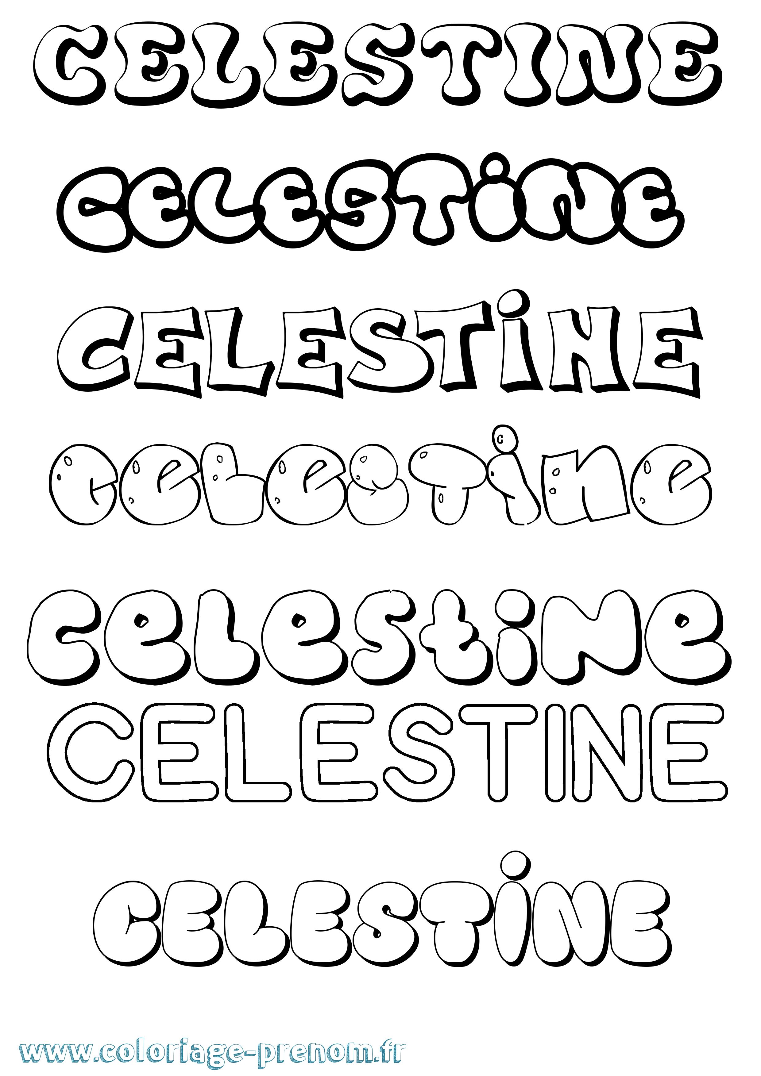 Coloriage prénom Celestine Bubble