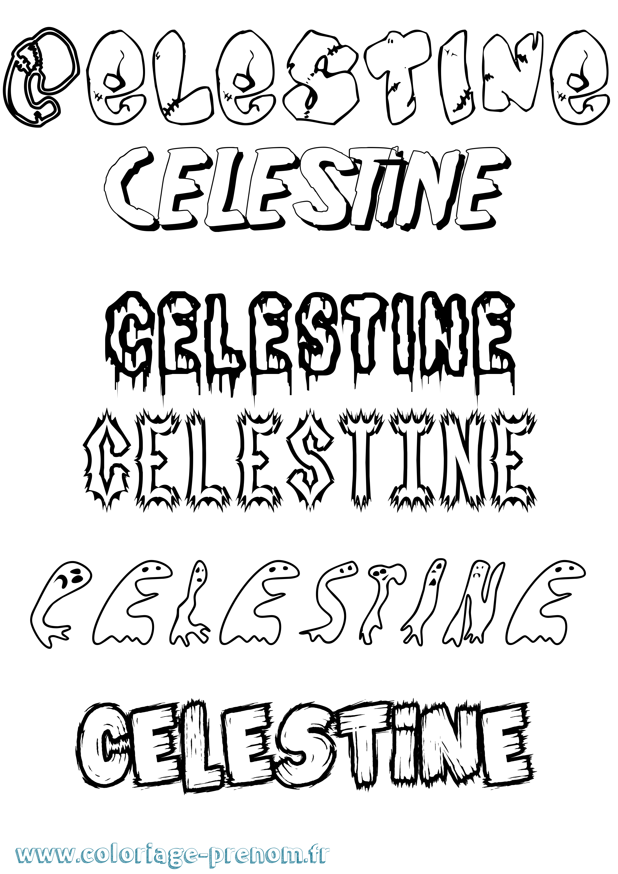Coloriage prénom Celestine Frisson