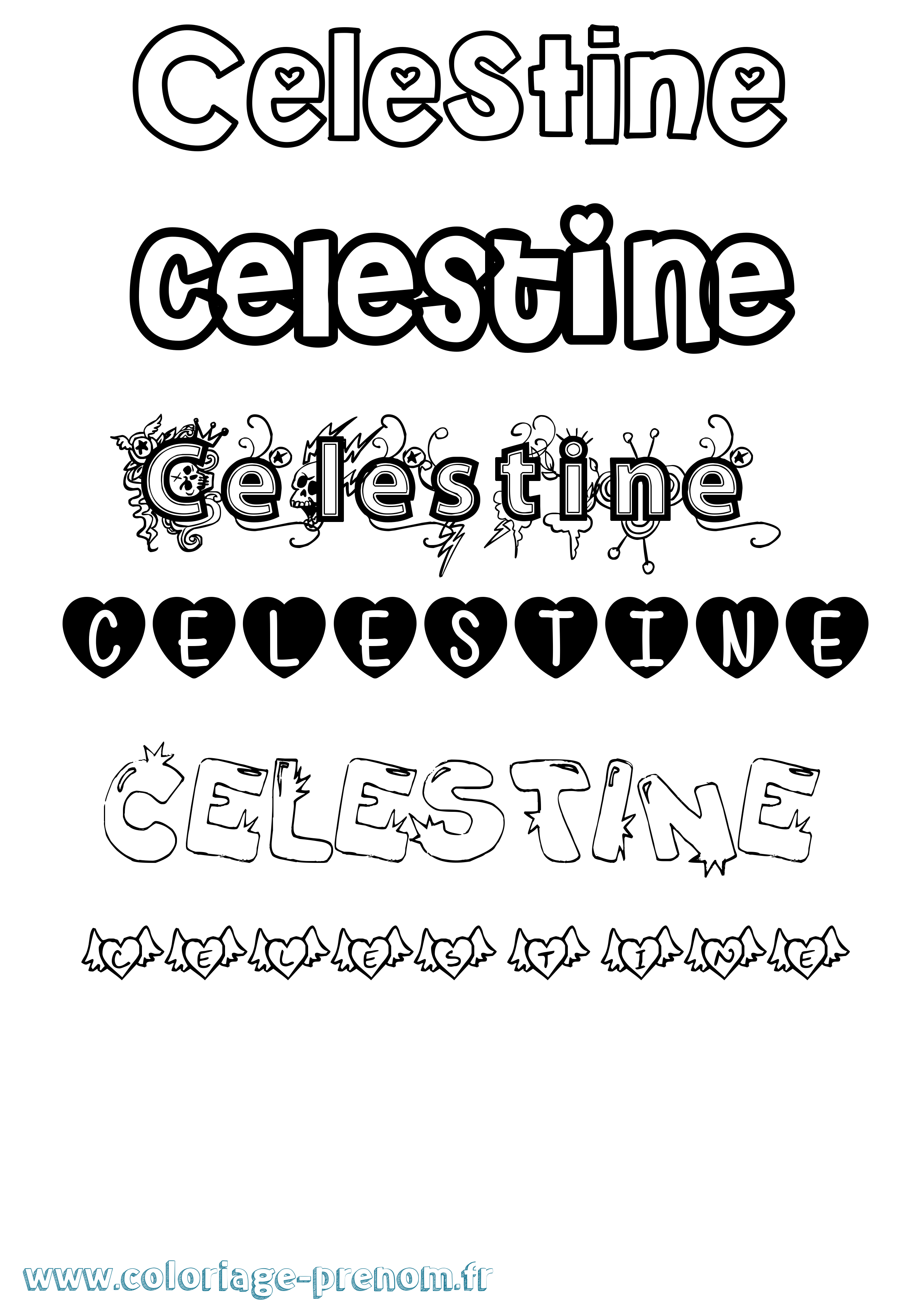Coloriage prénom Celestine Girly
