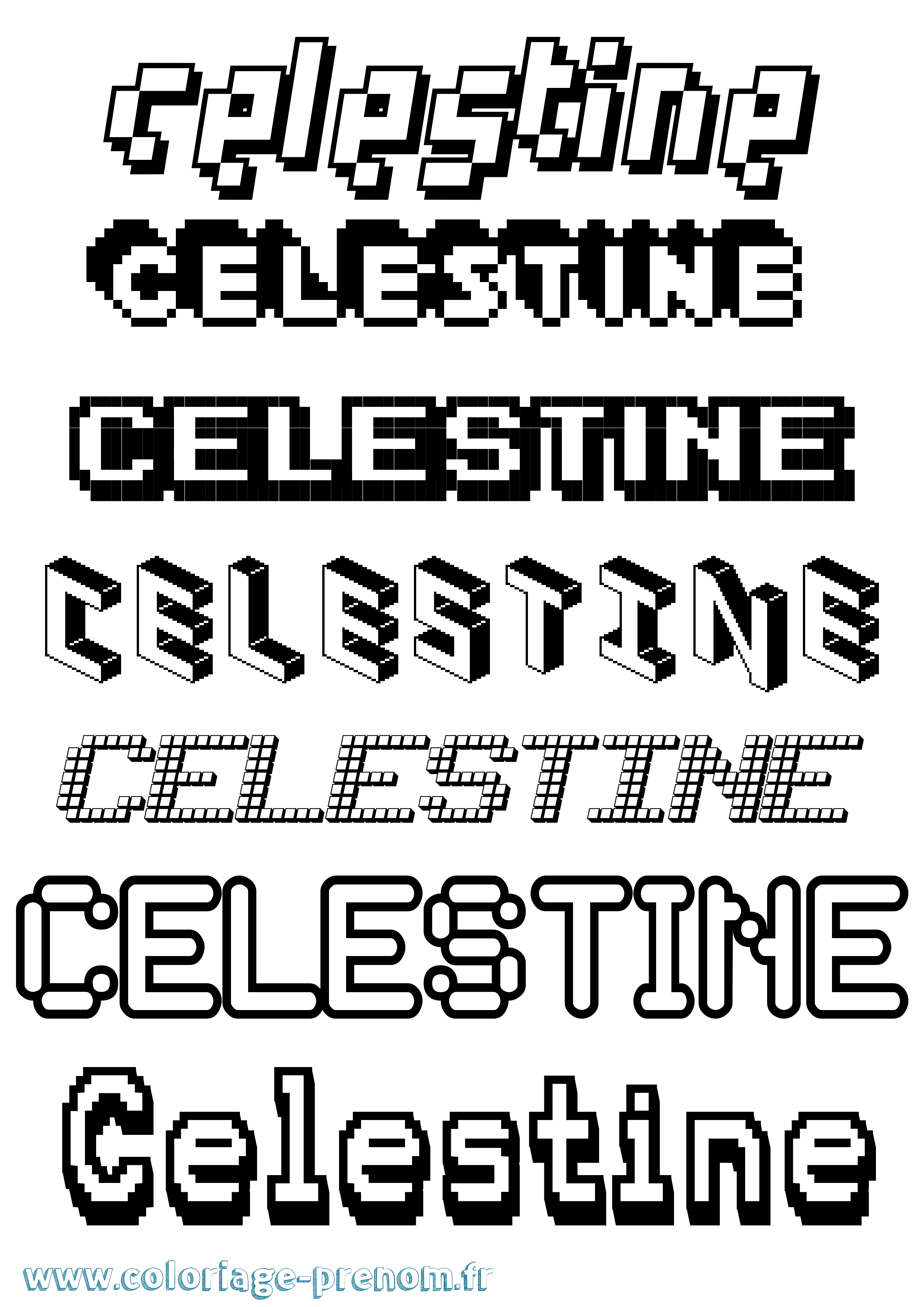 Coloriage prénom Celestine Pixel