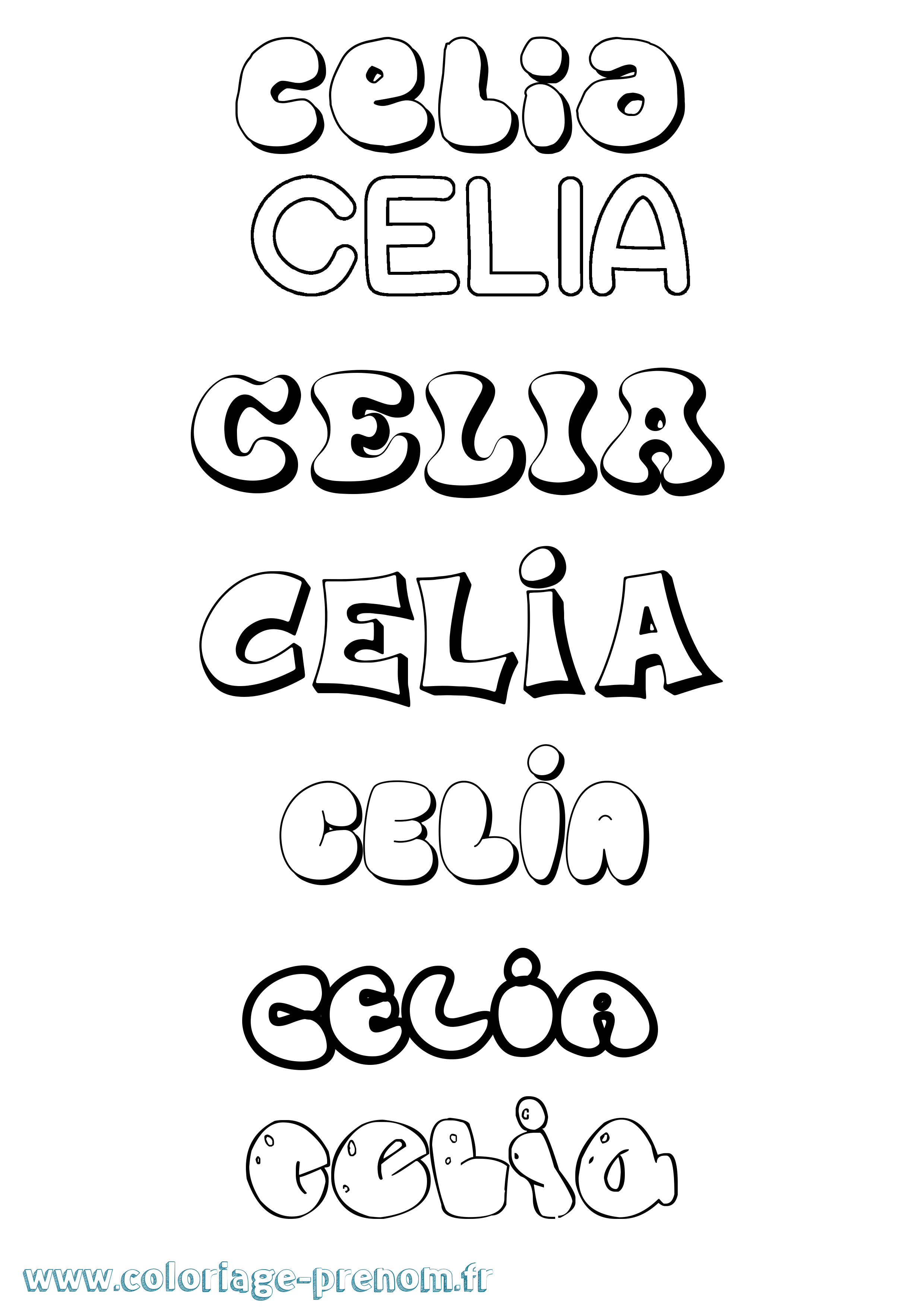 Coloriage prénom Celia Bubble