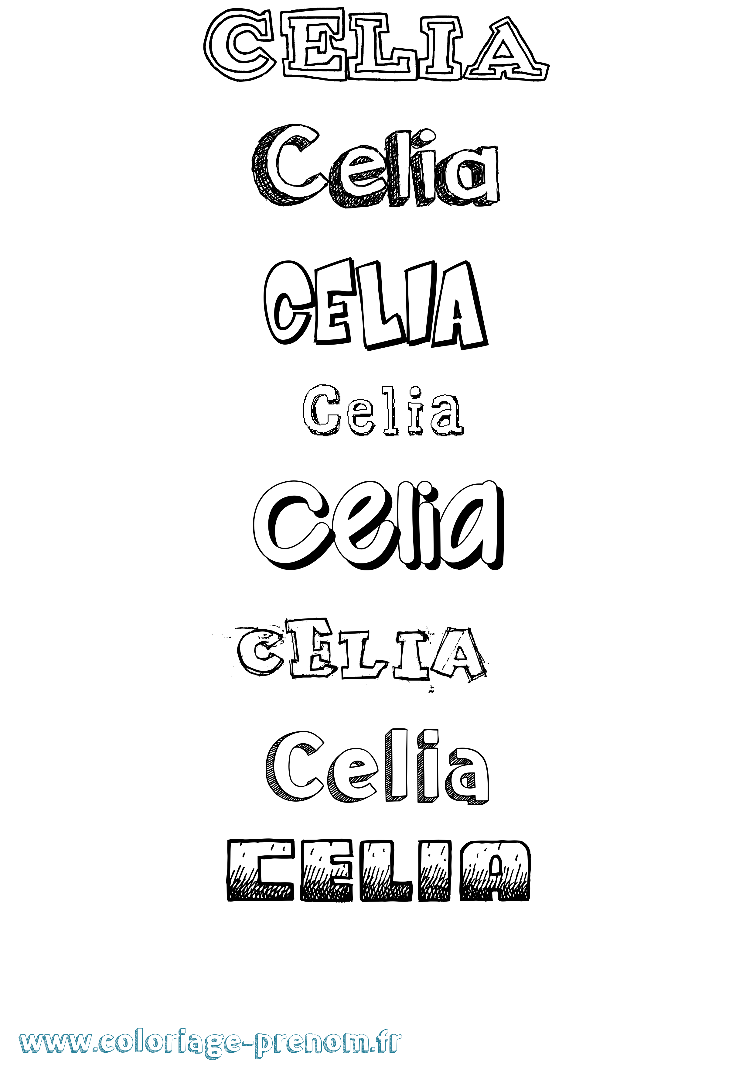 Coloriage prénom Celia Dessiné