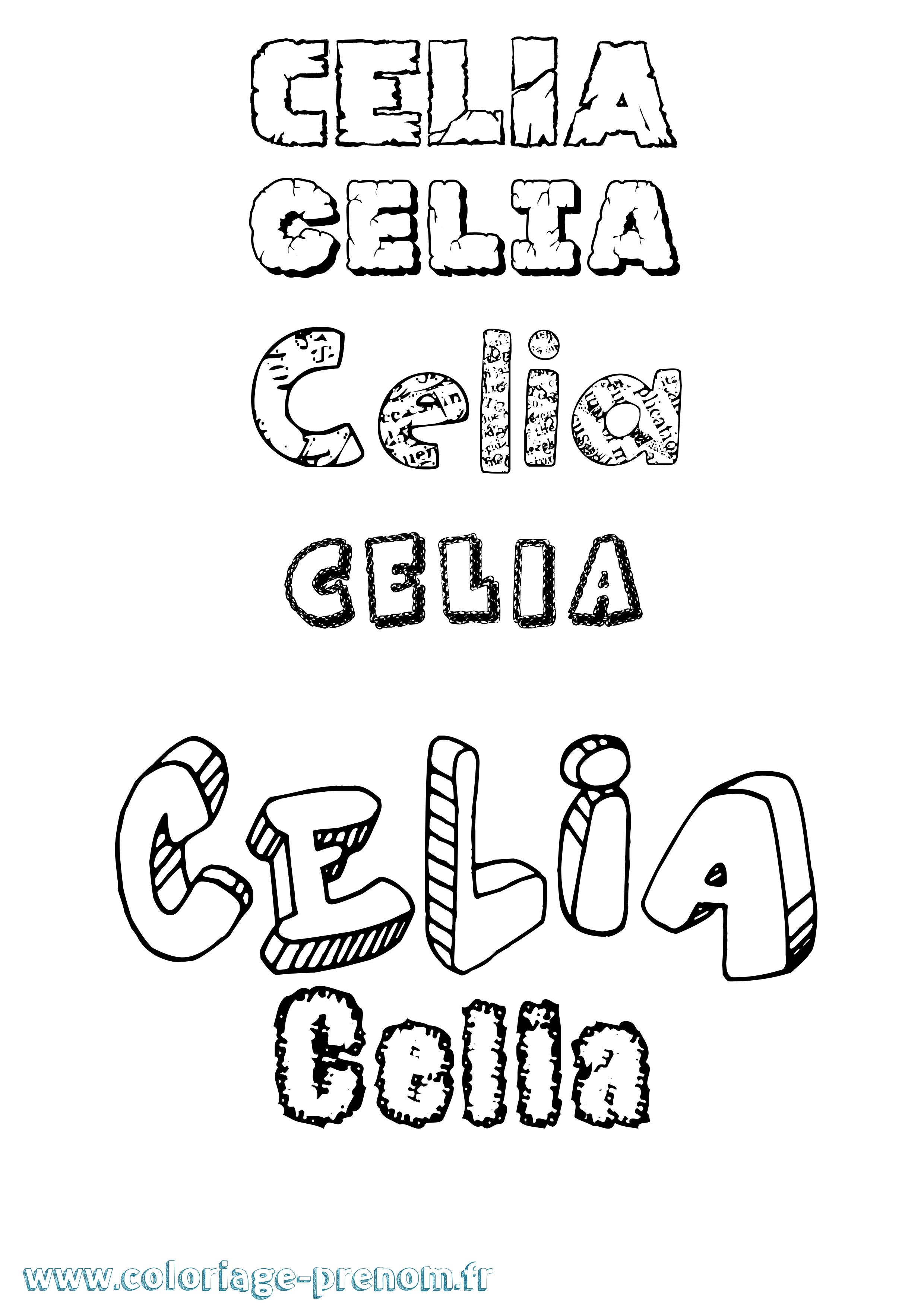 Coloriage prénom Celia Destructuré