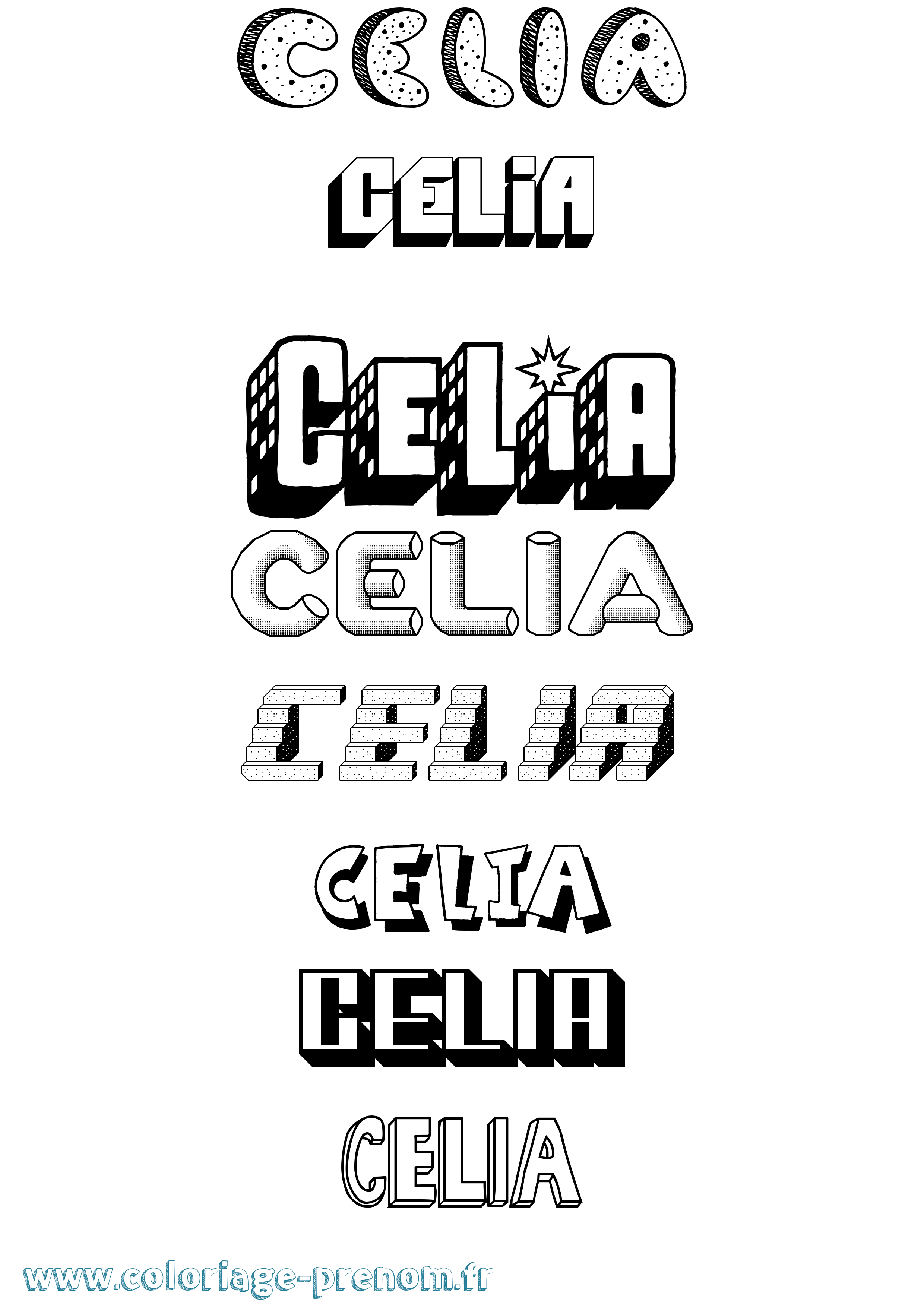 Coloriage prénom Celia Effet 3D