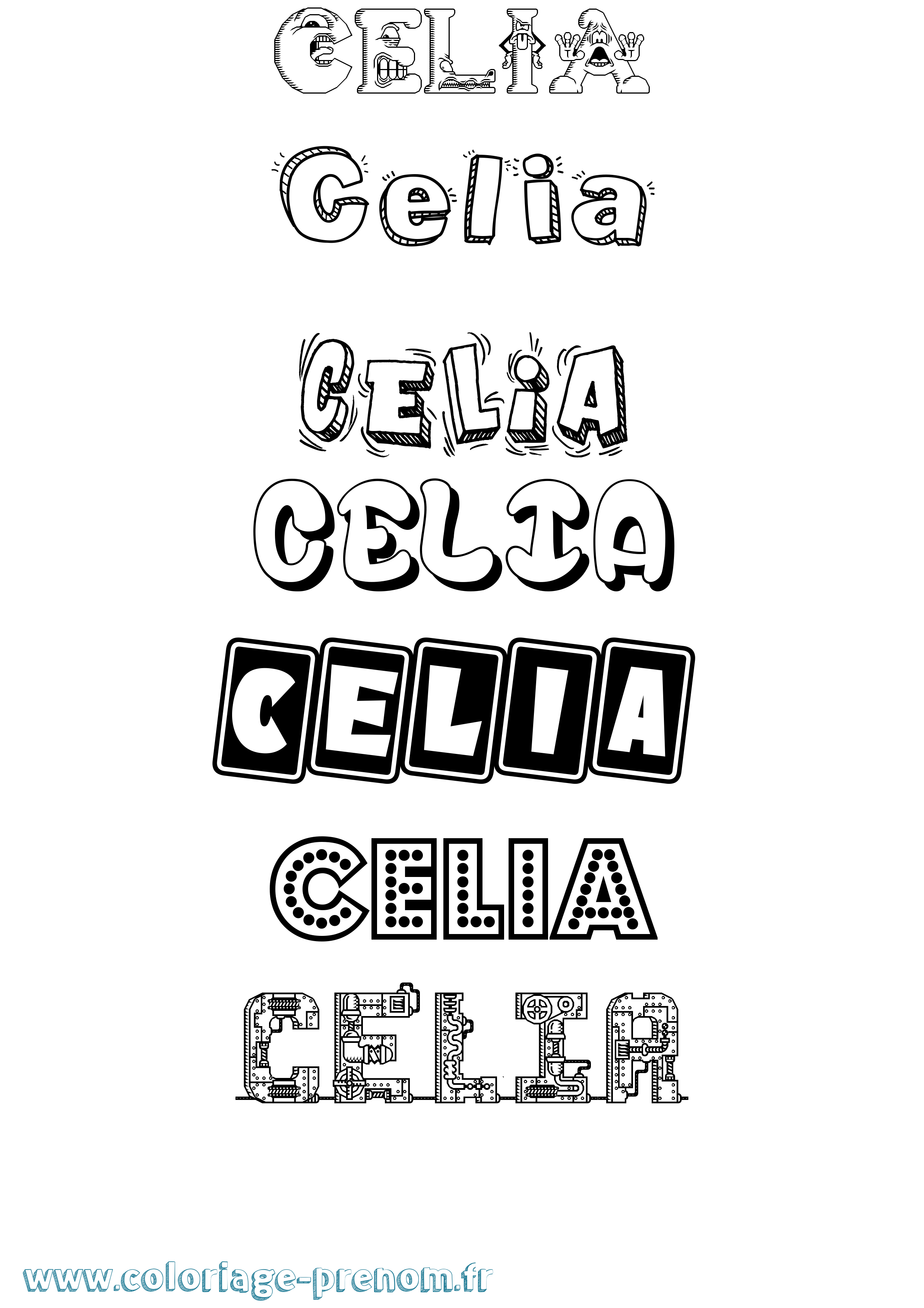 Coloriage prénom Celia Fun